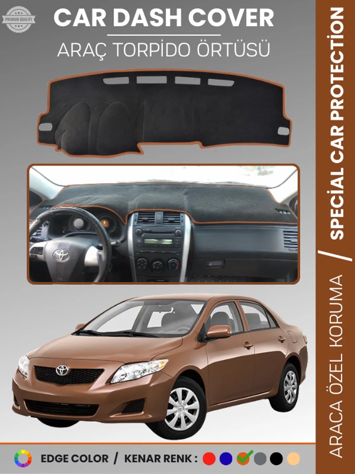 TOYOTA COROLLA E140 (2007-2013) Uyumlu Torpido Örtüsü Araca Özel Ön Göğüs Koruma
