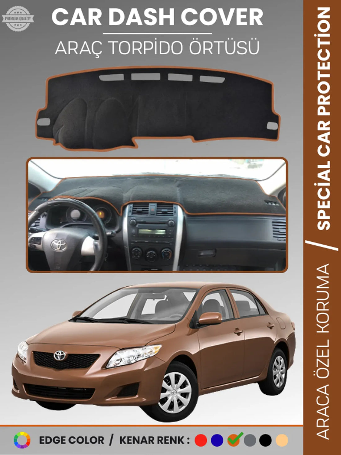 TOYOTA COROLLA E140 (2007-2013) Uyumlu Torpido Örtüsü Araca Özel Ön Göğüs Koruma
