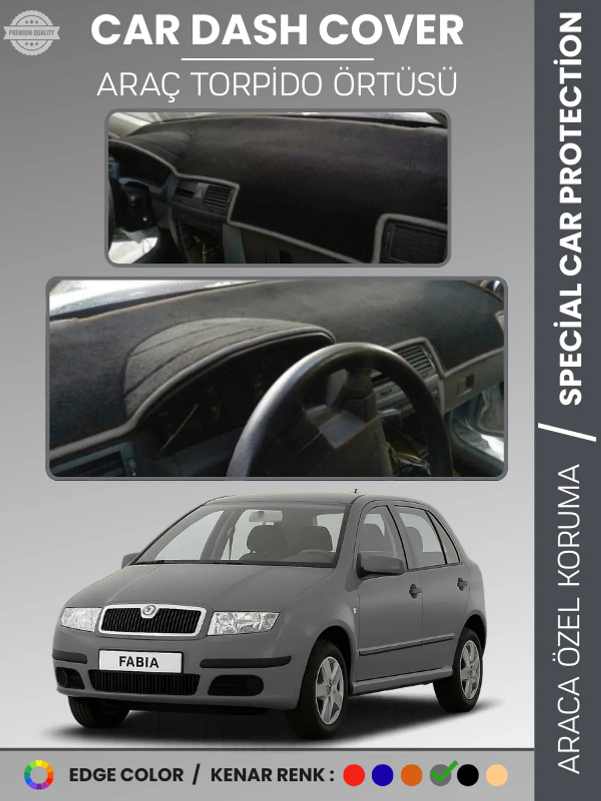 SKODA FABİA (1999-2006) Uyumlu Torpido Örtüsü Araca Özel Ön Göğüs Koruma