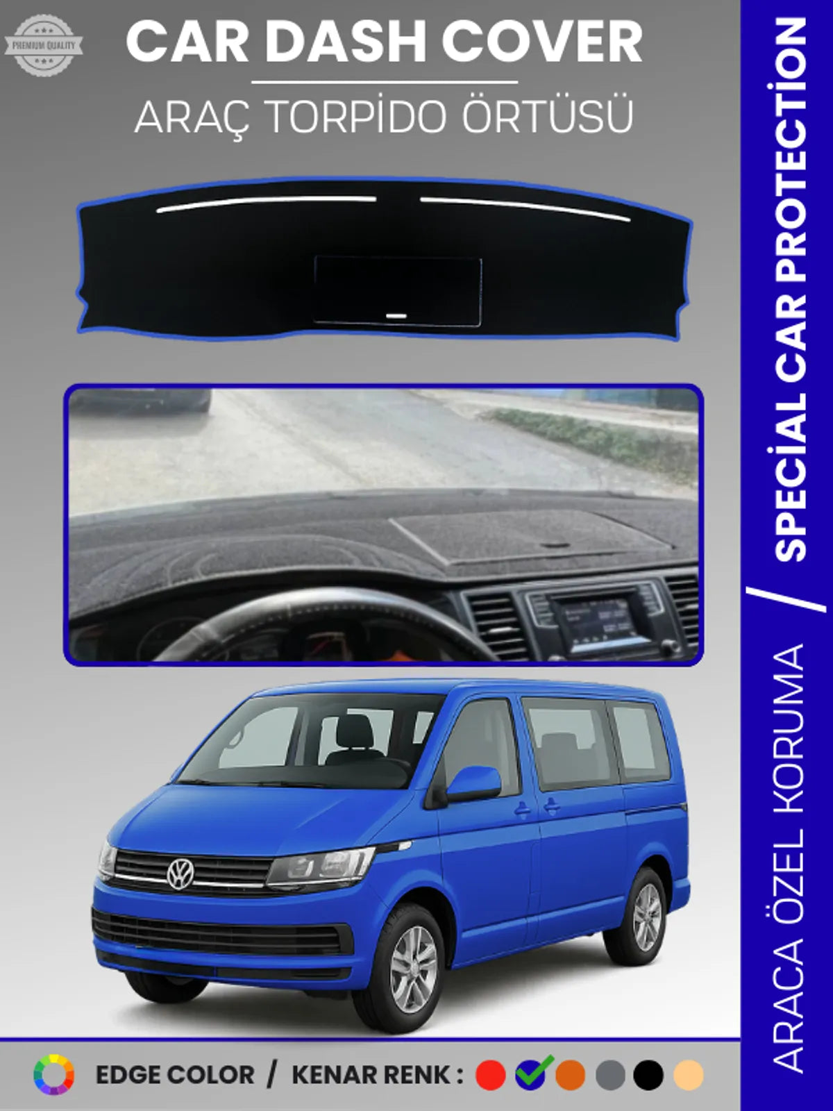 VOLKSWAGEN TRANSPORTER T6 KAPAKLI MODEL (2015-2020) Uyumlu Torpido Örtüsü Araca Özel Ön Göğüs Koruma