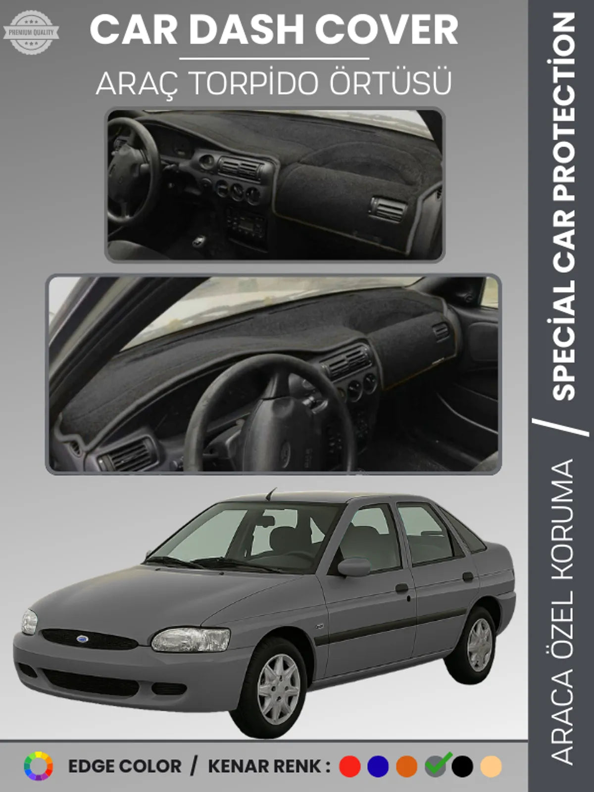 FORD ESCORT (1995-2000) Uyumlu Torpido Örtüsü Araca Özel Ön Göğüs Koruma