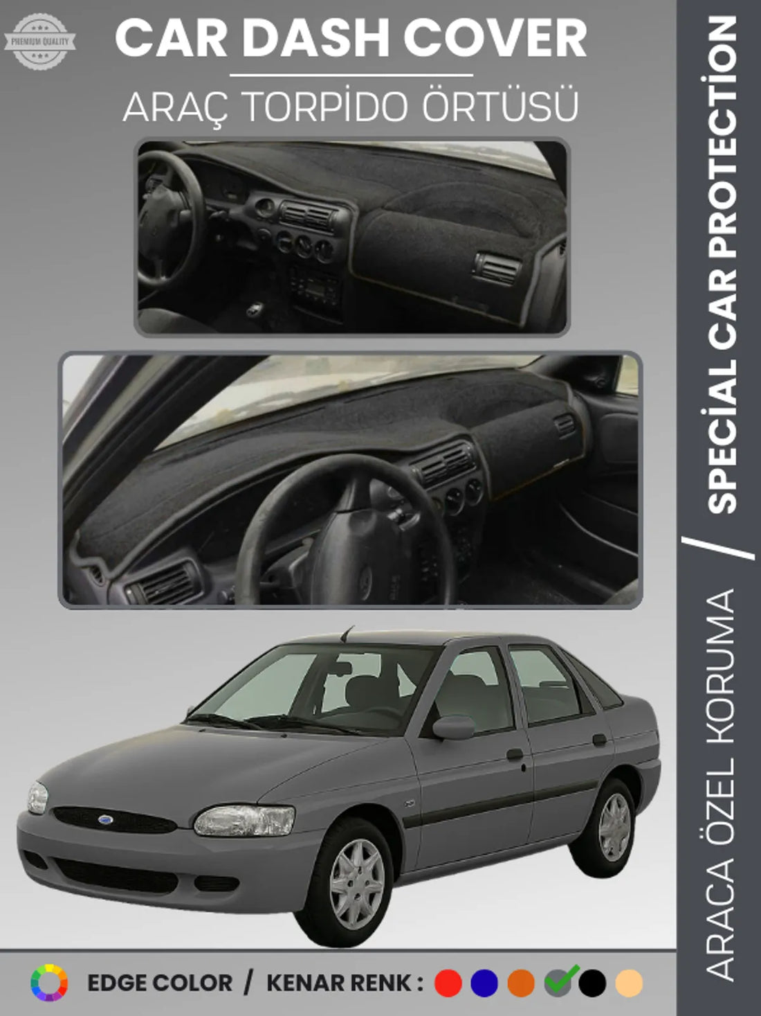 FORD ESCORT (1995-2000) Uyumlu Torpido Örtüsü Araca Özel Ön Göğüs Koruma