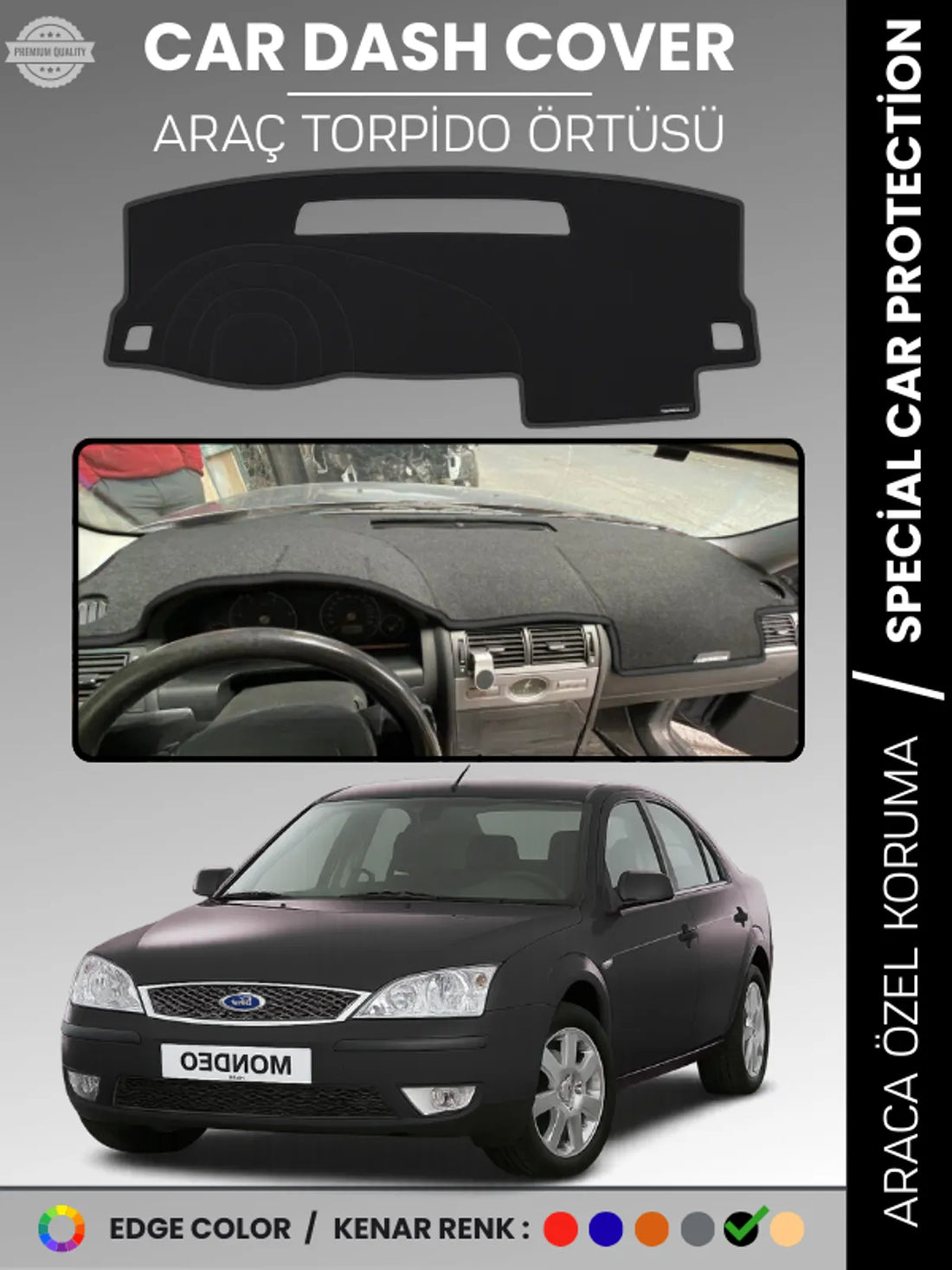 FORD MONDEO (2007-2014) Uyumlu Torpido Örtüsü Araca Özel Ön Göğüs Koruma