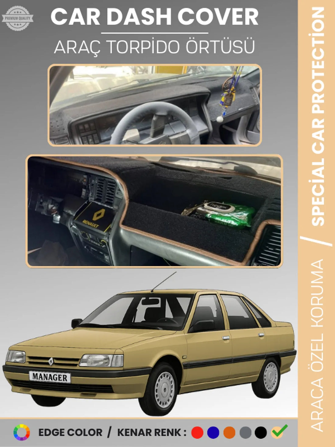 RENAULT 21 MANAGER Uyumlu Torpido Örtüsü Araca Özel Ön Göğüs Koruma