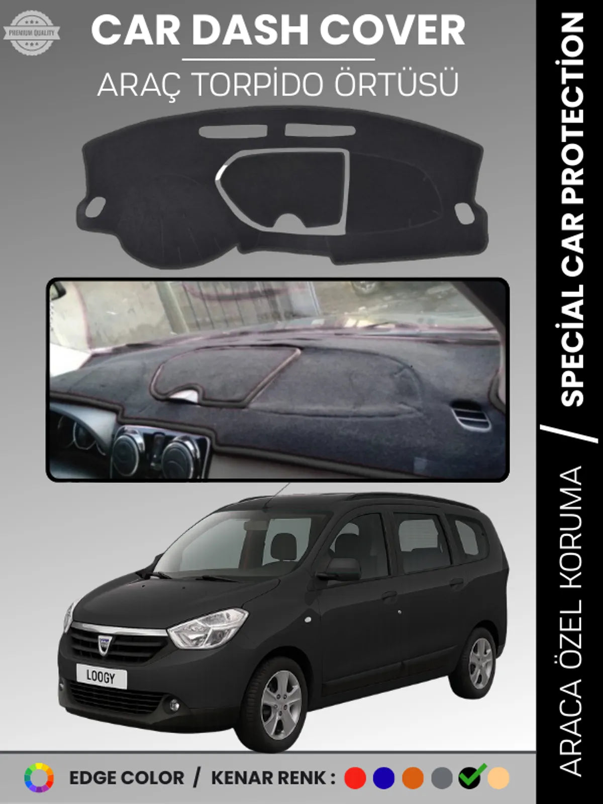 DACIA LODGY (2010-2017) Uyumlu Torpido Örtüsü Araca Özel Ön Göğüs Koruma