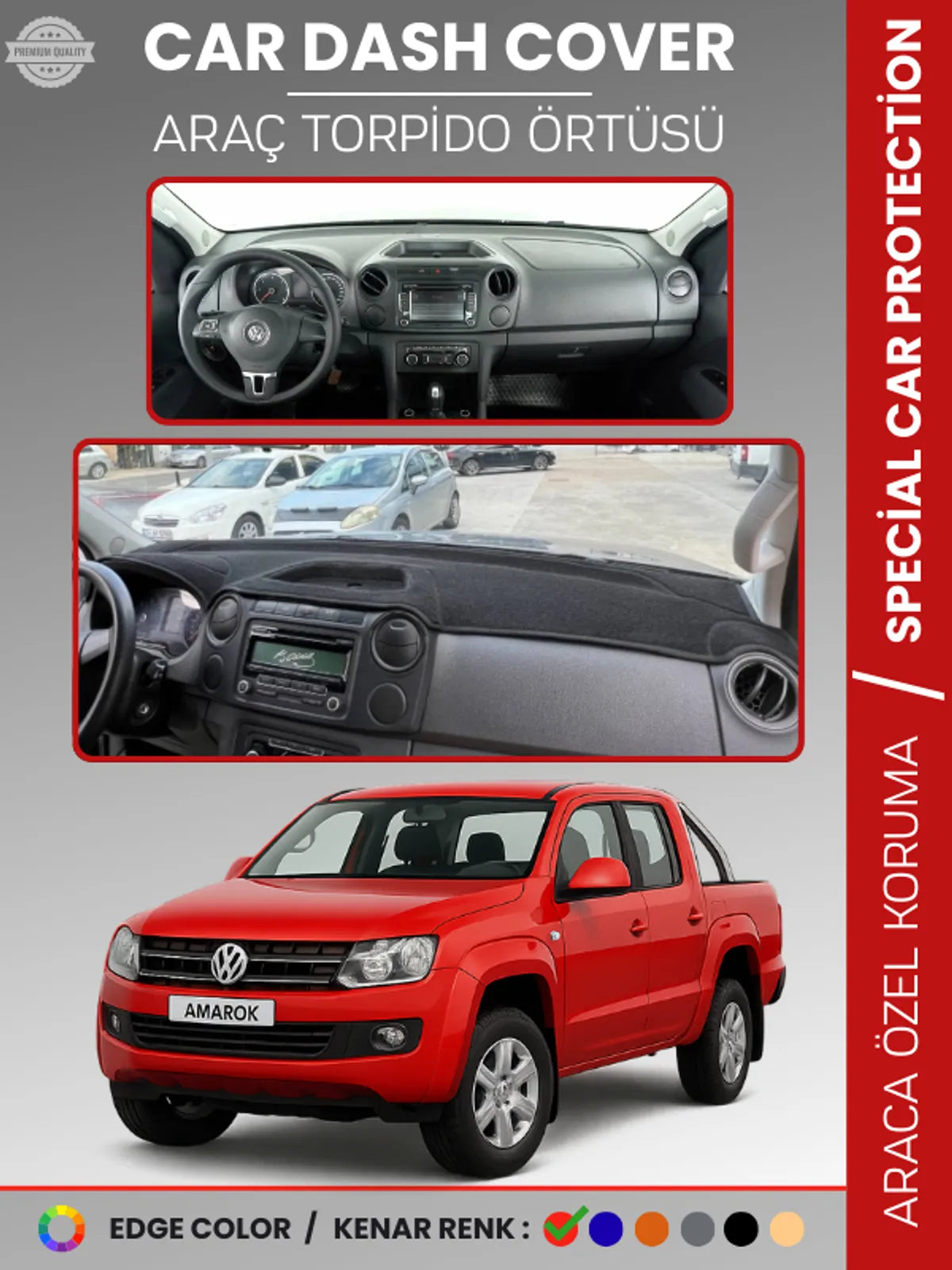 VOLKSWAGEN AMAROK (2009-2016) Uyumlu Torpido Örtüsü Araca Özel Ön Göğüs Koruma
