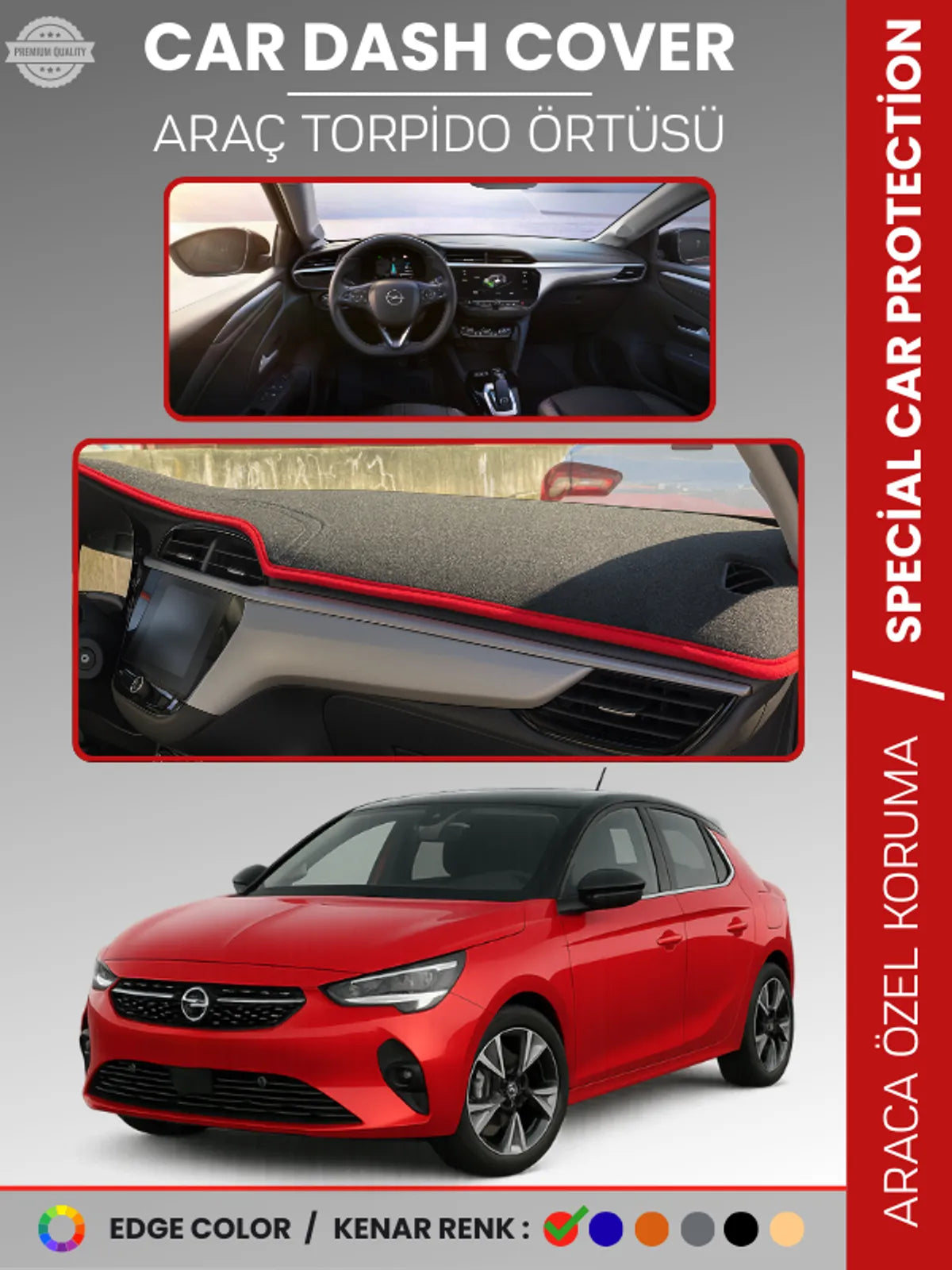 OPEL CORSA F (2019+) Uyumlu Torpido Örtüsü Araca Özel Ön Göğüs Koruma