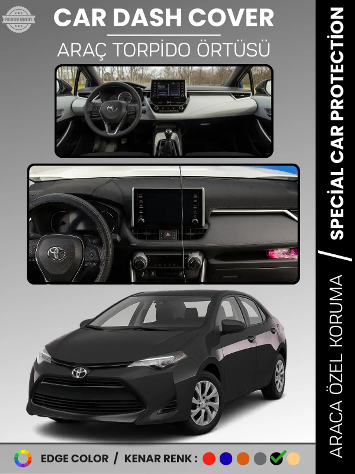 TOYOTA COROLLA (2019+) Uyumlu Torpido Örtüsü Araca Özel Ön Göğüs Koruma