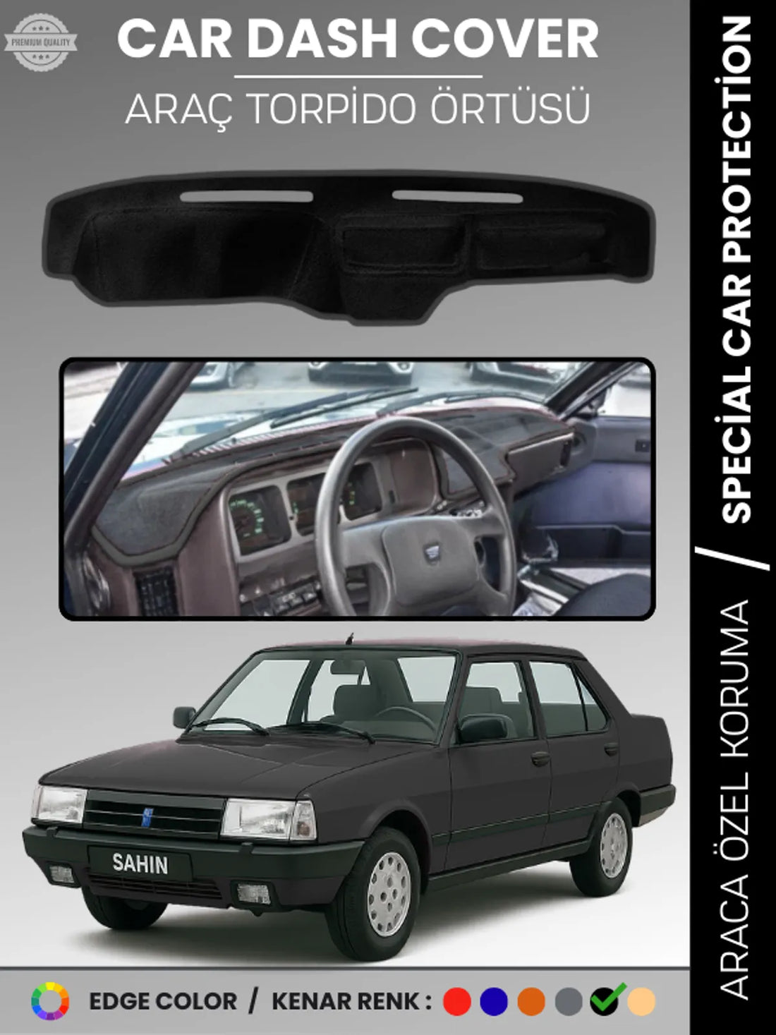 TOFAŞ ŞAHİN / DOĞAN / KARTAL (1988-1993) Uyumlu Torpido Örtüsü Araca Özel Ön Göğüs Koruma