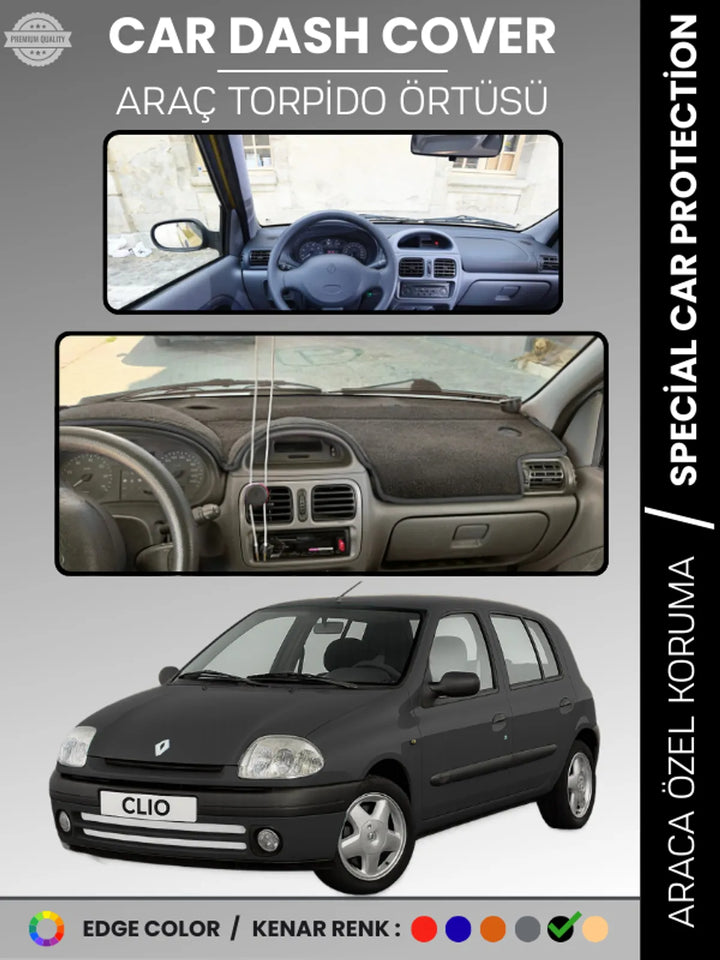 RENAULT CLIO 2 EKRANLI (2001-2012) Uyumlu Torpido Örtüsü Araca Özel Ön Göğüs Koruma
