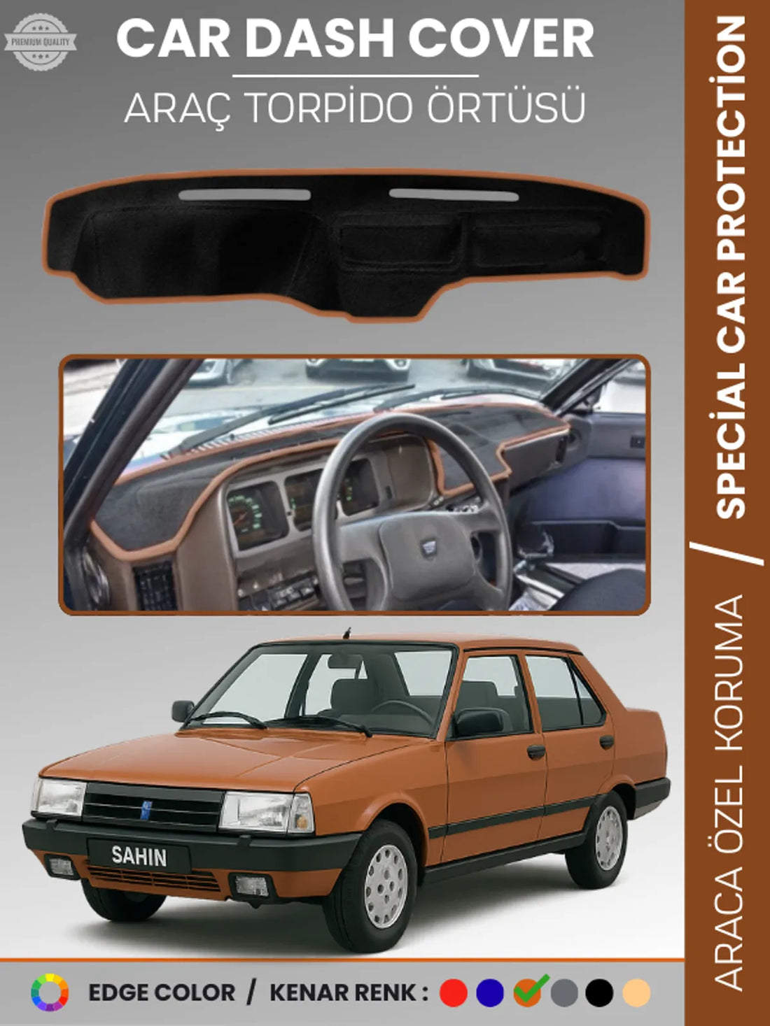 TOFAŞ ŞAHİN / DOĞAN / KARTAL (1988-1993) Uyumlu Torpido Örtüsü Araca Özel Ön Göğüs Koruma
