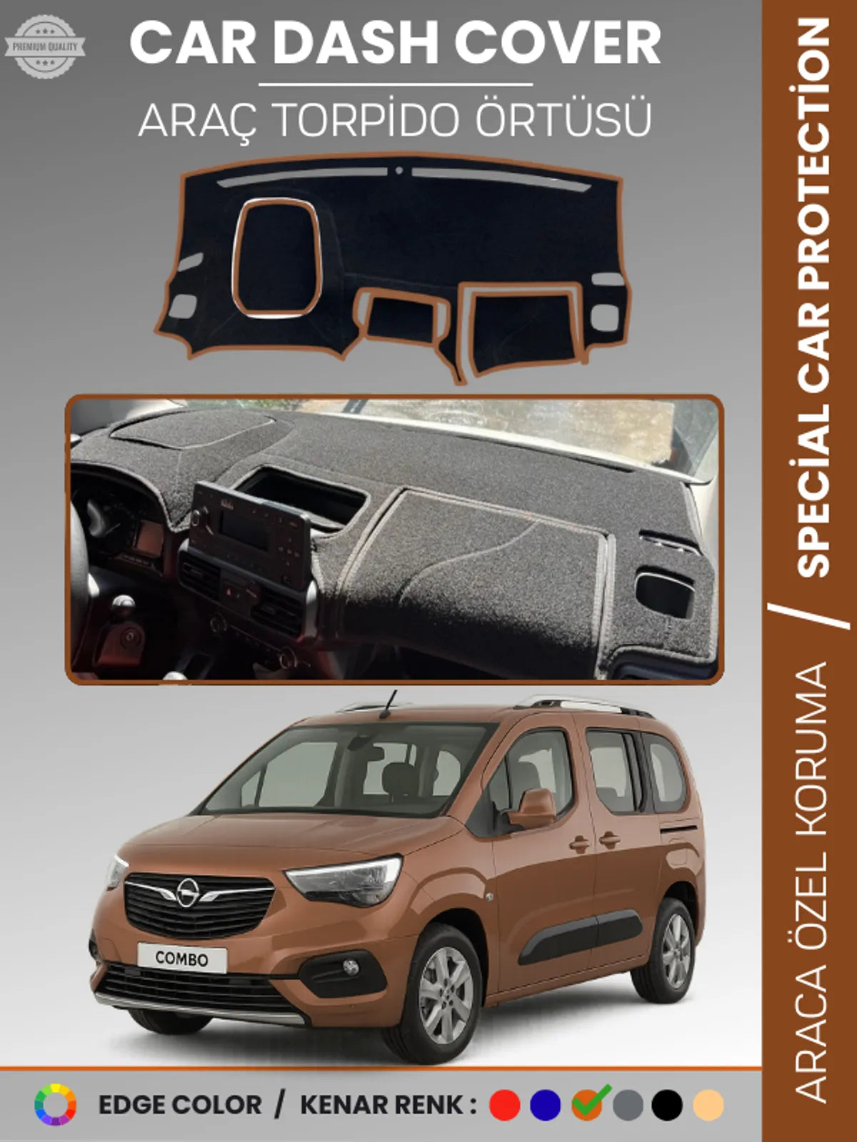 OPEL COMBO E (2018-2025) Uyumlu Torpido Örtüsü Araca Özel Ön Göğüs Koruma