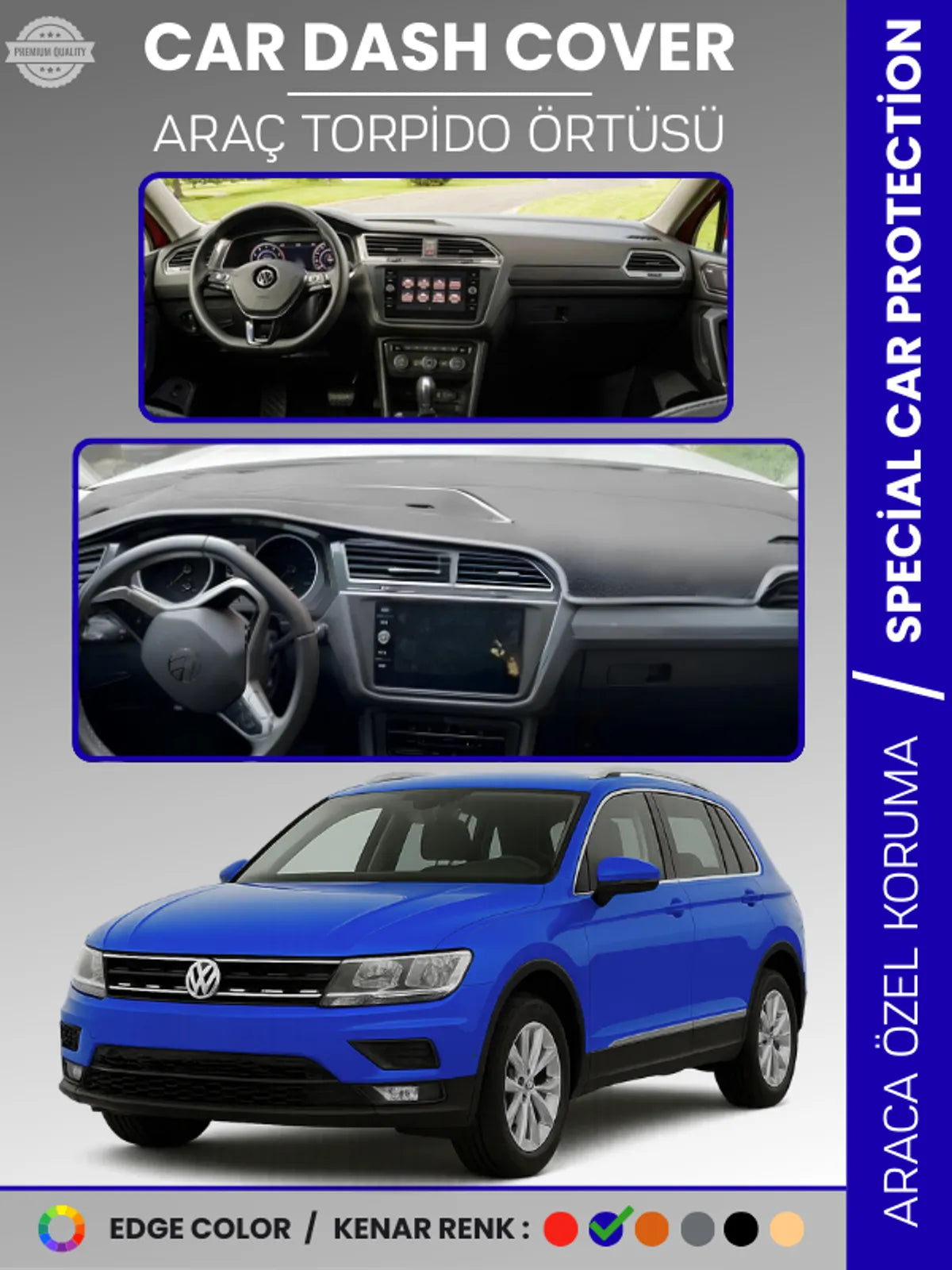 VOLKSWAGEN TIGUAN (2016-2023) Uyumlu Torpido Örtüsü Araca Özel Ön Göğüs Koruma