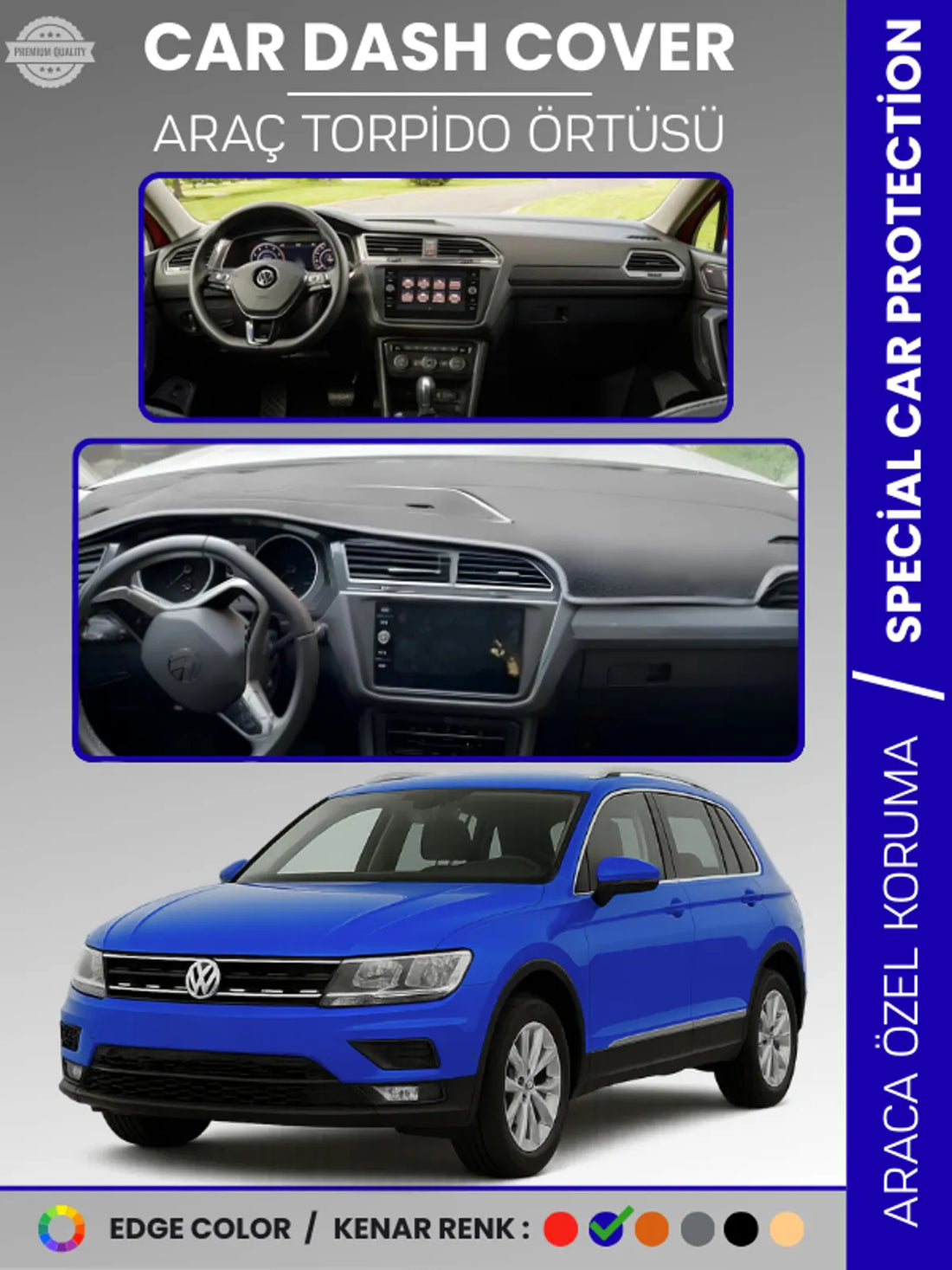 VOLKSWAGEN TIGUAN (2016-2023) Uyumlu Torpido Örtüsü Araca Özel Ön Göğüs Koruma