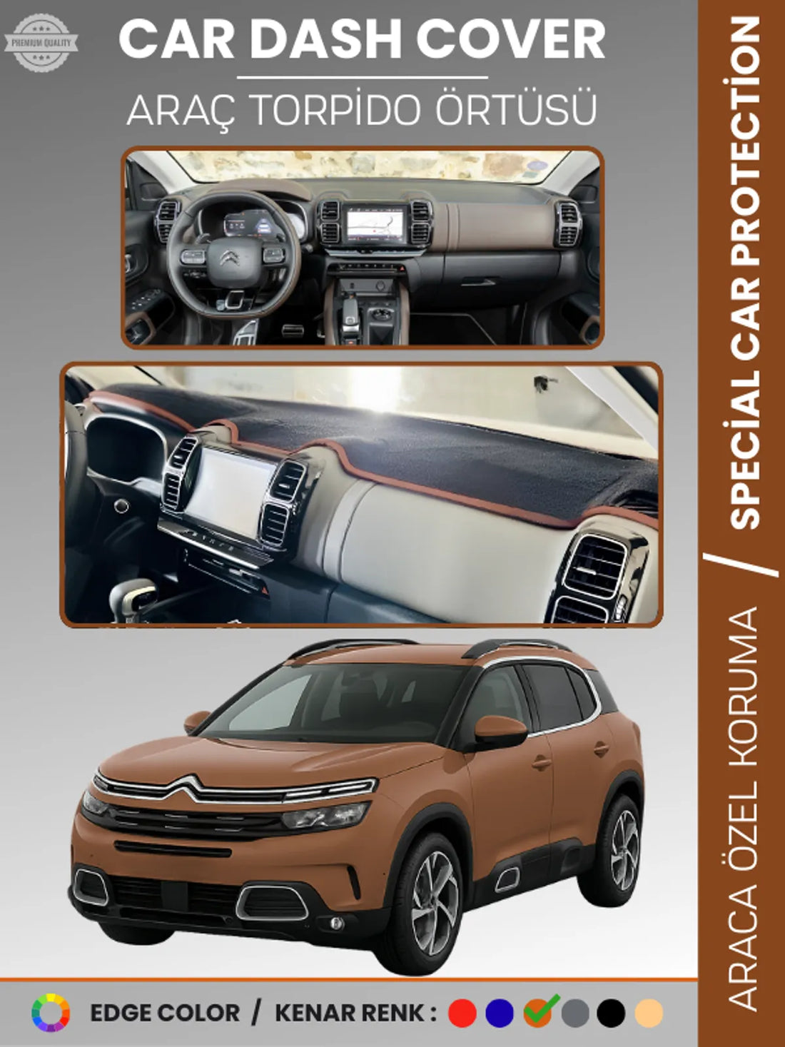 CITROEN C5 AIRCROSS (2018-2025) Uyumlu Torpido Örtüsü Araca Özel Ön Göğüs Koruma