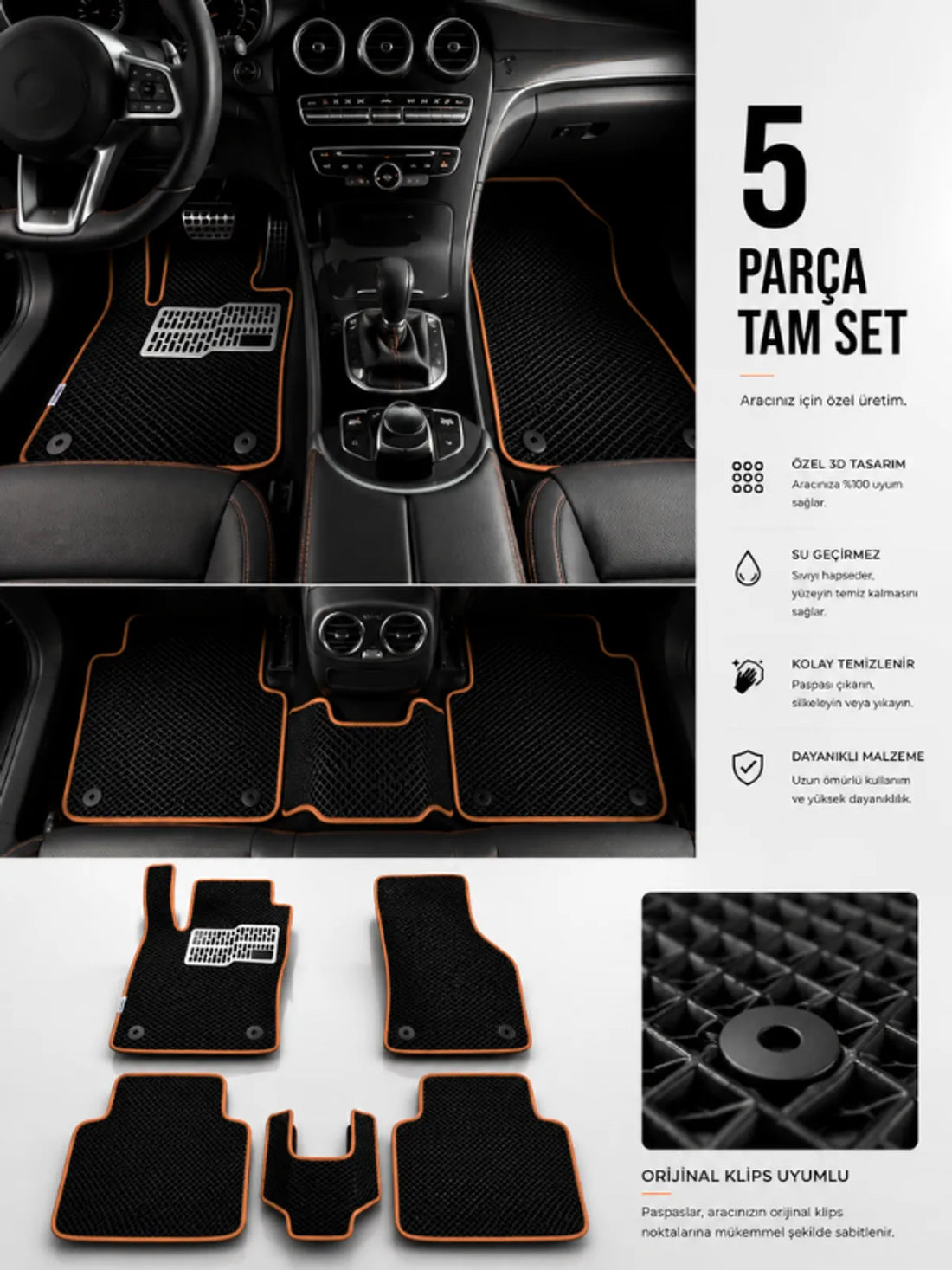 Toyota Corolla-E 110 (1995-2002) Araca Özel EVA Oto Paspas Seti Topukluk Dahil Tam Set