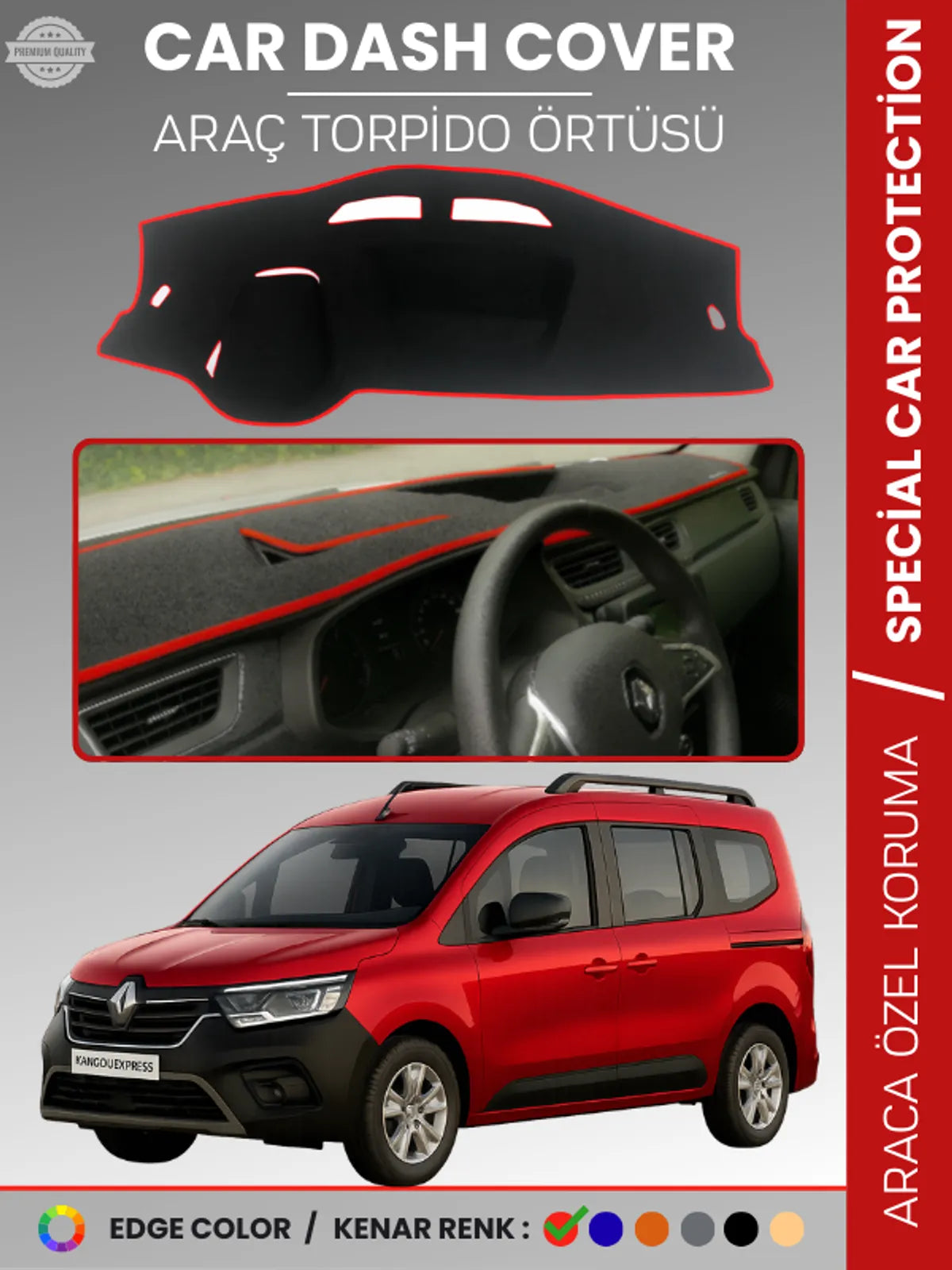 RENAULT KANGOO EXPRESS (2021-2024) Uyumlu Torpido Örtüsü Araca Özel Ön Göğüs Koruma