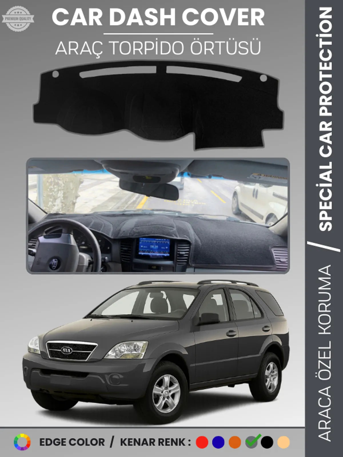 KİA SORENTO (2006-2009) Uyumlu Torpido Örtüsü Araca Özel Ön Göğüs Koruma