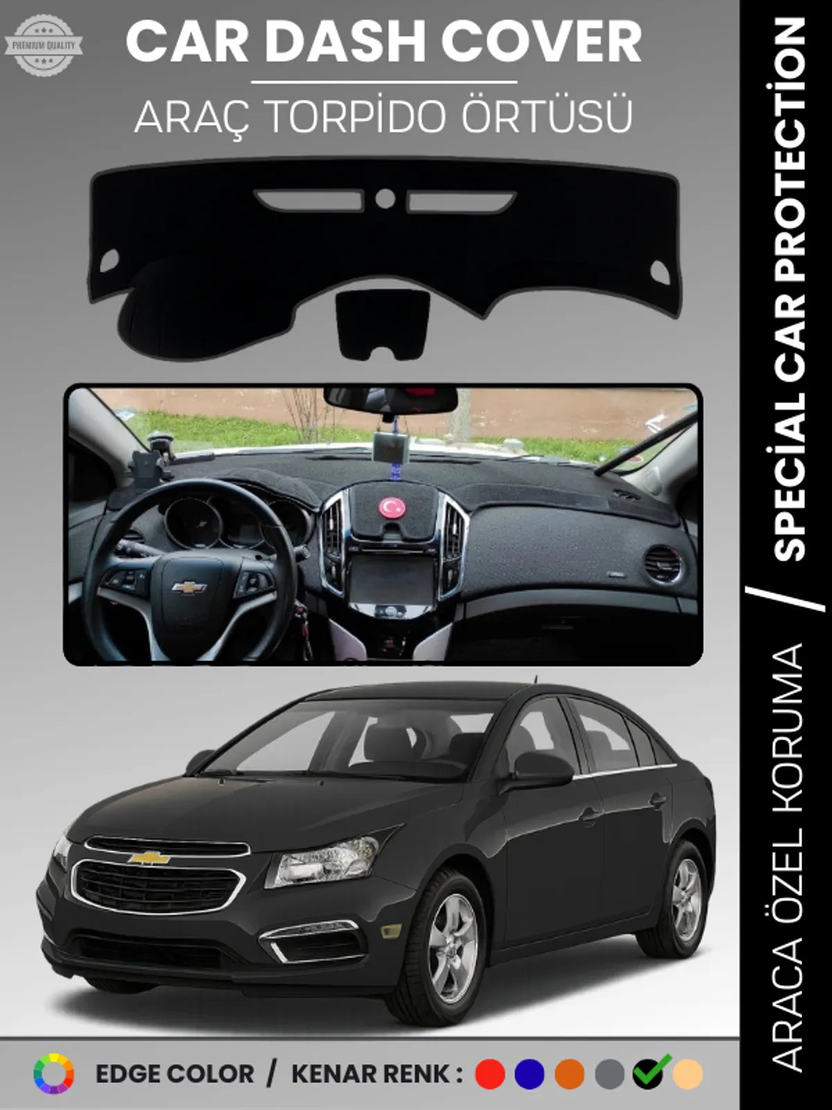 CHEVROLET Cruze (2012-2016) Uyumlu Torpido Örtüsü Araca Özel Ön Göğüs Koruma