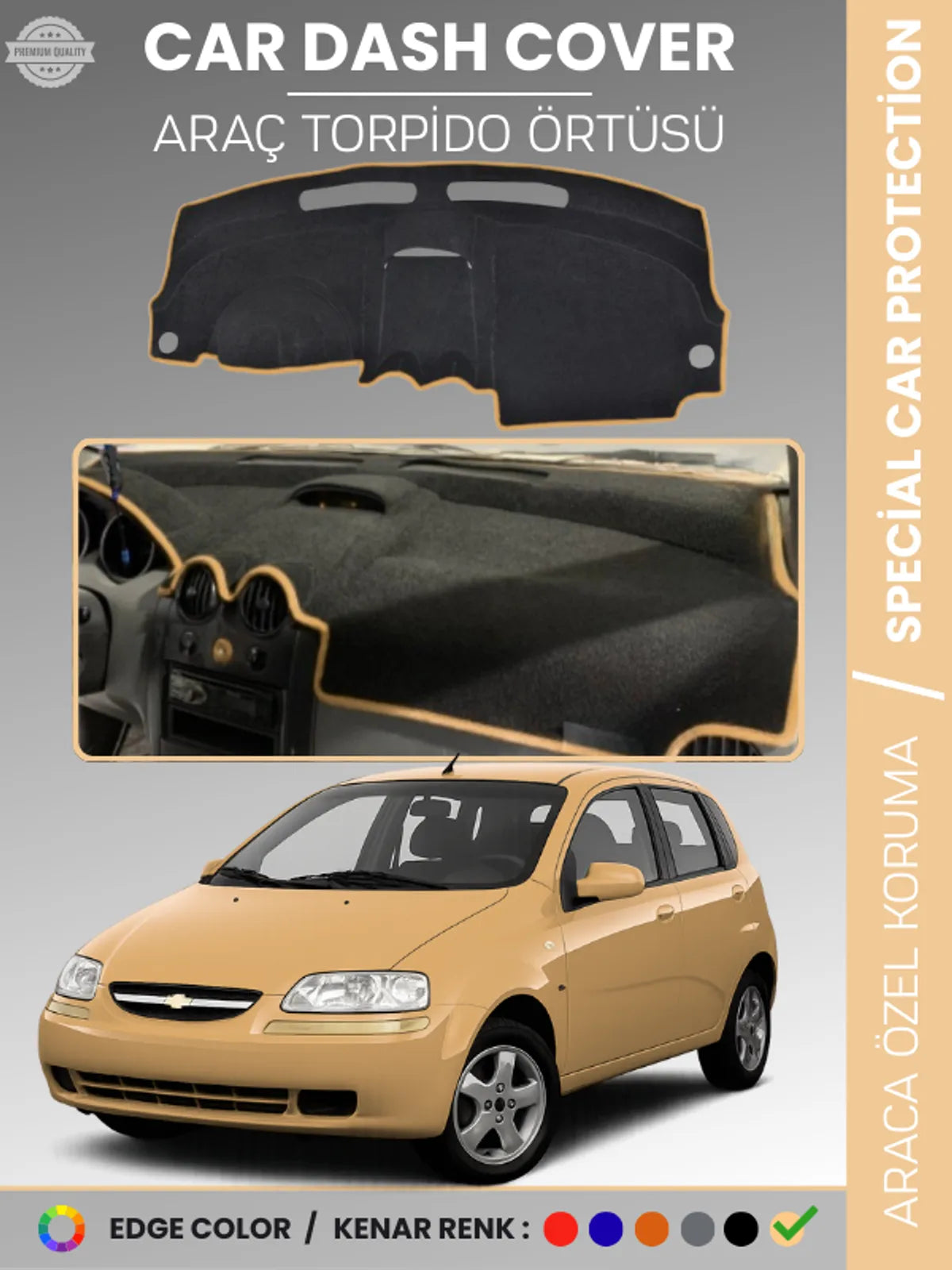 CHEVROLET KALOS Uyumlu Torpido Örtüsü Araca Özel Ön Göğüs Koruma