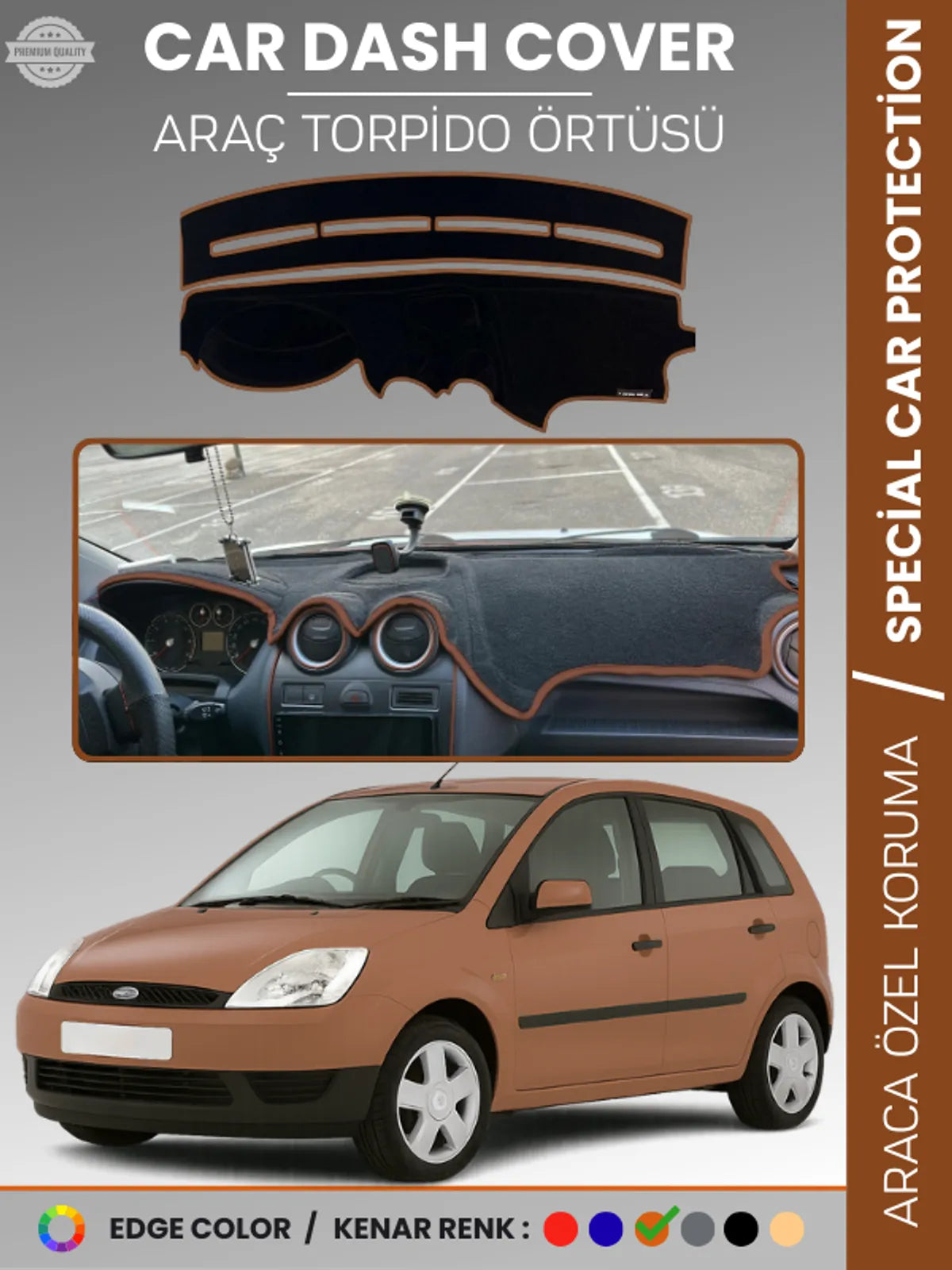 FORD FİESTA (2002-2009) Uyumlu Torpido Örtüsü Araca Özel Ön Göğüs Koruma