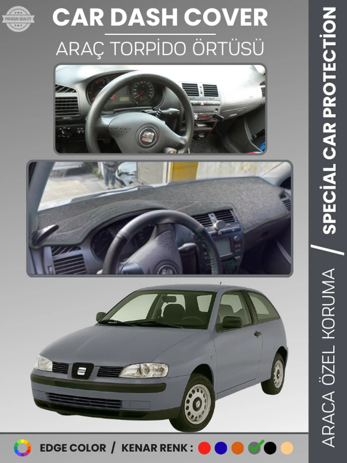 SEAT İBİZA (1998-2001) Uyumlu Torpido Örtüsü Araca Özel Ön Göğüs Koruma