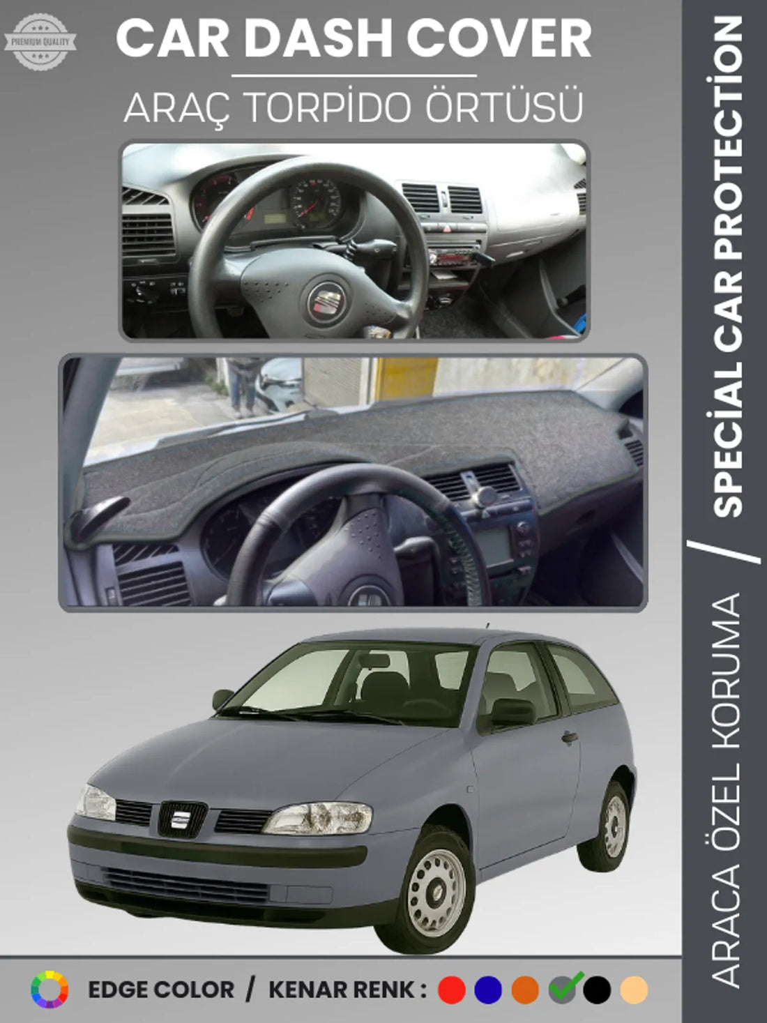 SEAT İBİZA (1998-2001) Uyumlu Torpido Örtüsü Araca Özel Ön Göğüs Koruma