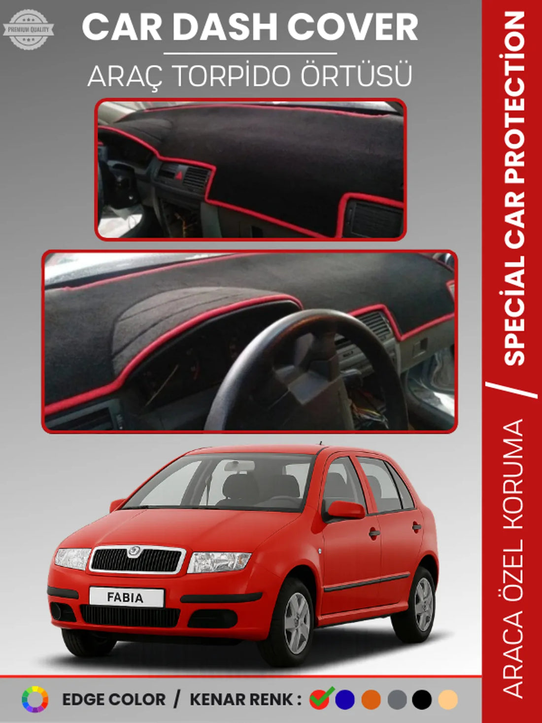 SKODA FABİA (1999-2006) Uyumlu Torpido Örtüsü Araca Özel Ön Göğüs Koruma