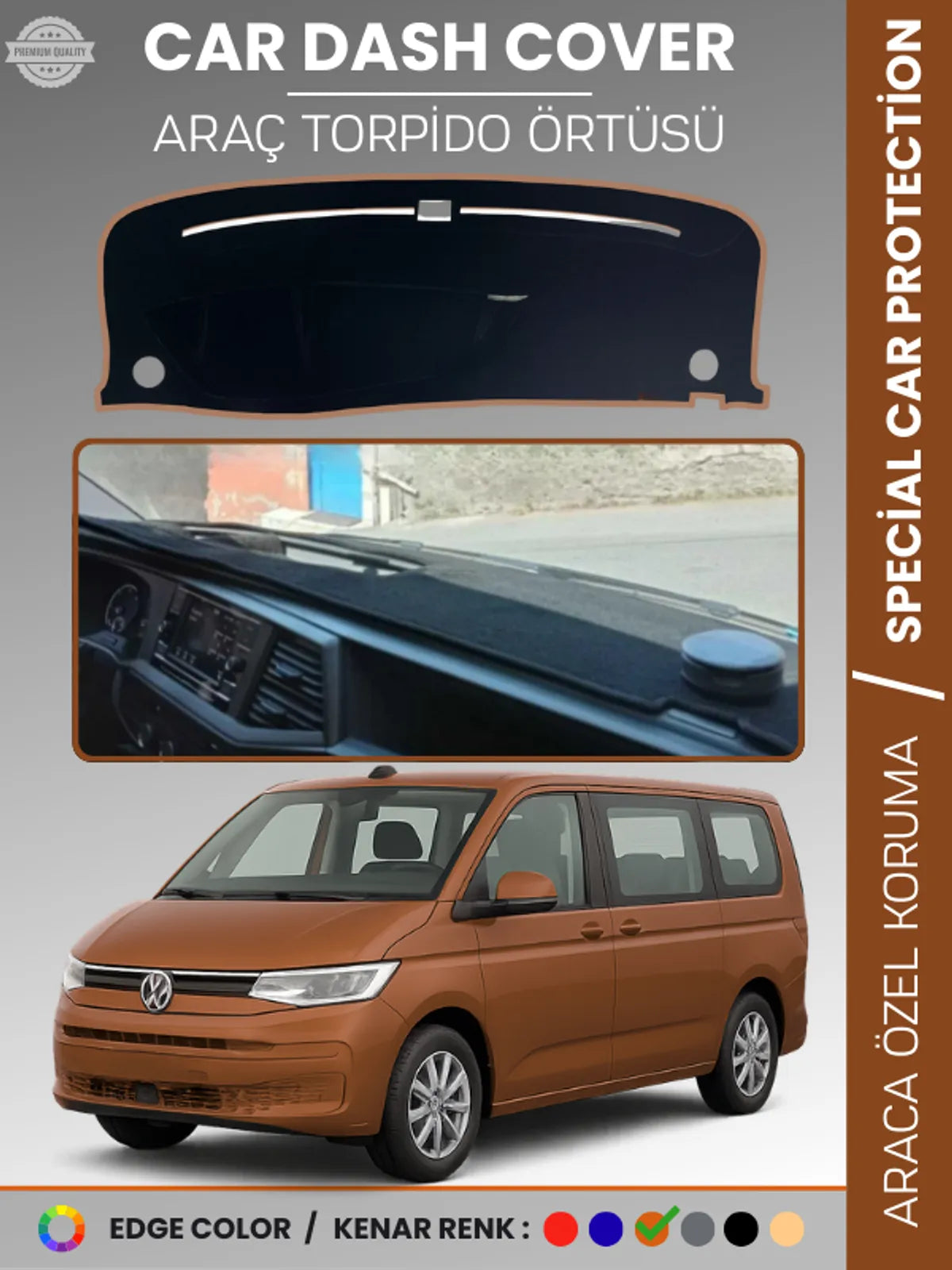 VOLKSWAGEN TRANSPORTER T7 (2021+) Uyumlu Torpido Örtüsü Araca Özel Ön Göğüs Koruma