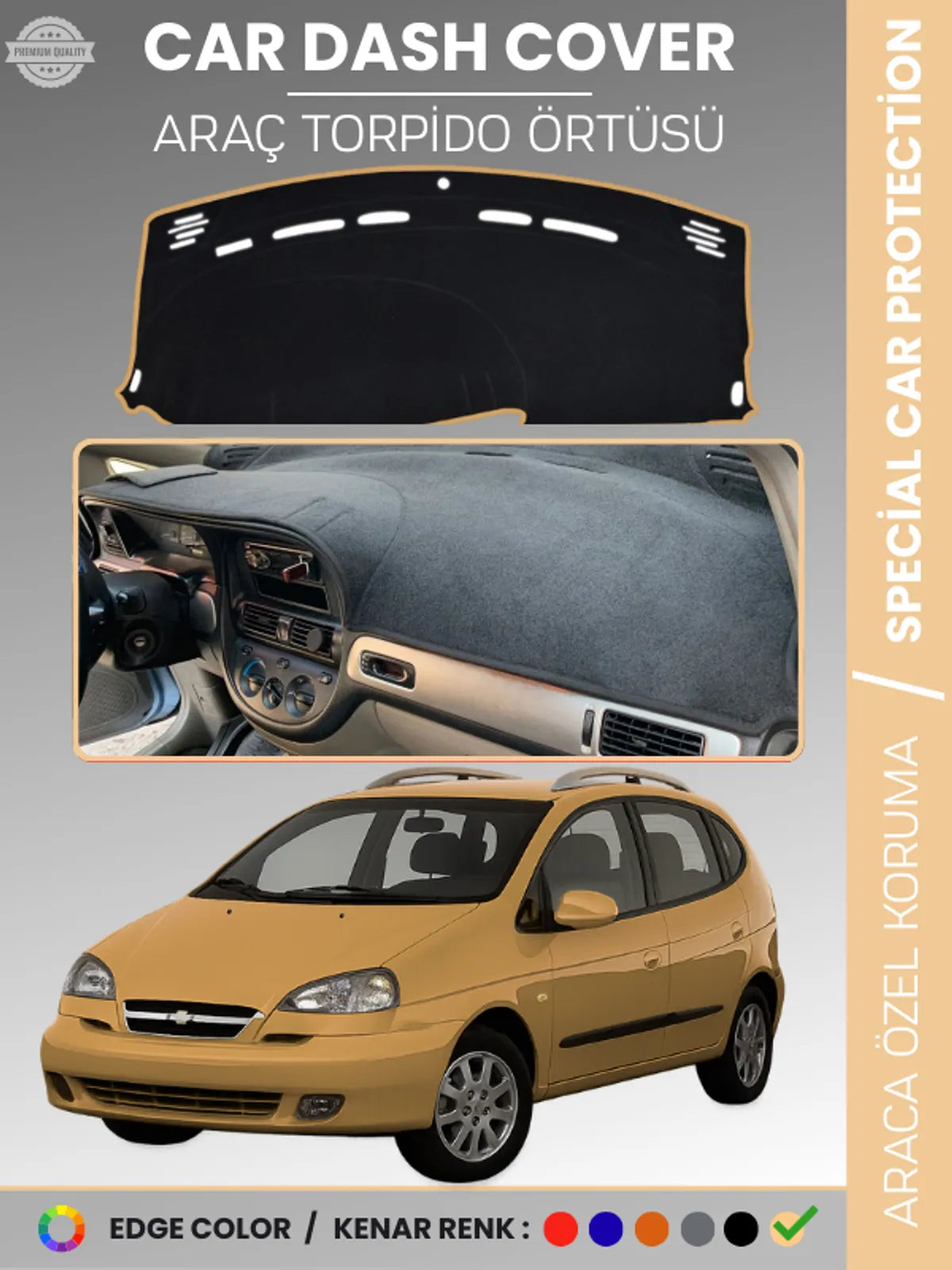 CHEVROLET REZZO (2000-2011) Uyumlu Torpido Örtüsü Araca Özel Ön Göğüs Koruma