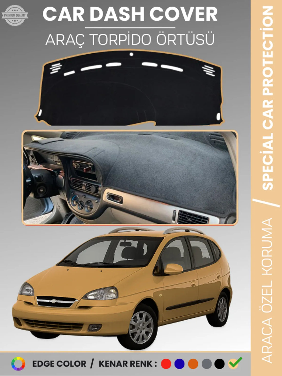 CHEVROLET REZZO (2000-2011) Uyumlu Torpido Örtüsü Araca Özel Ön Göğüs Koruma