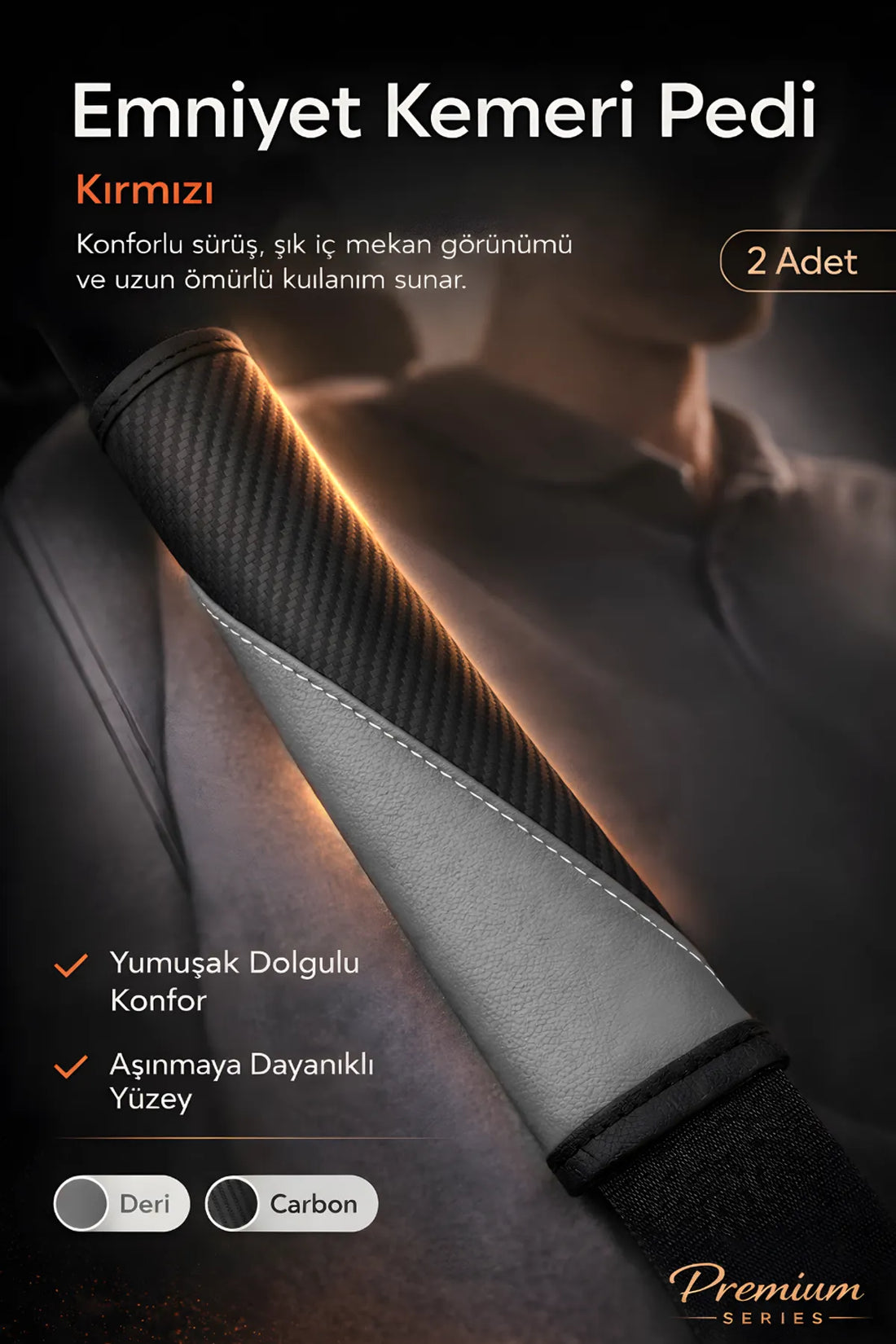 Emniyet Kemeri Kılıfı 2 Adet Deri Carbon Yumuşak Dolgulu