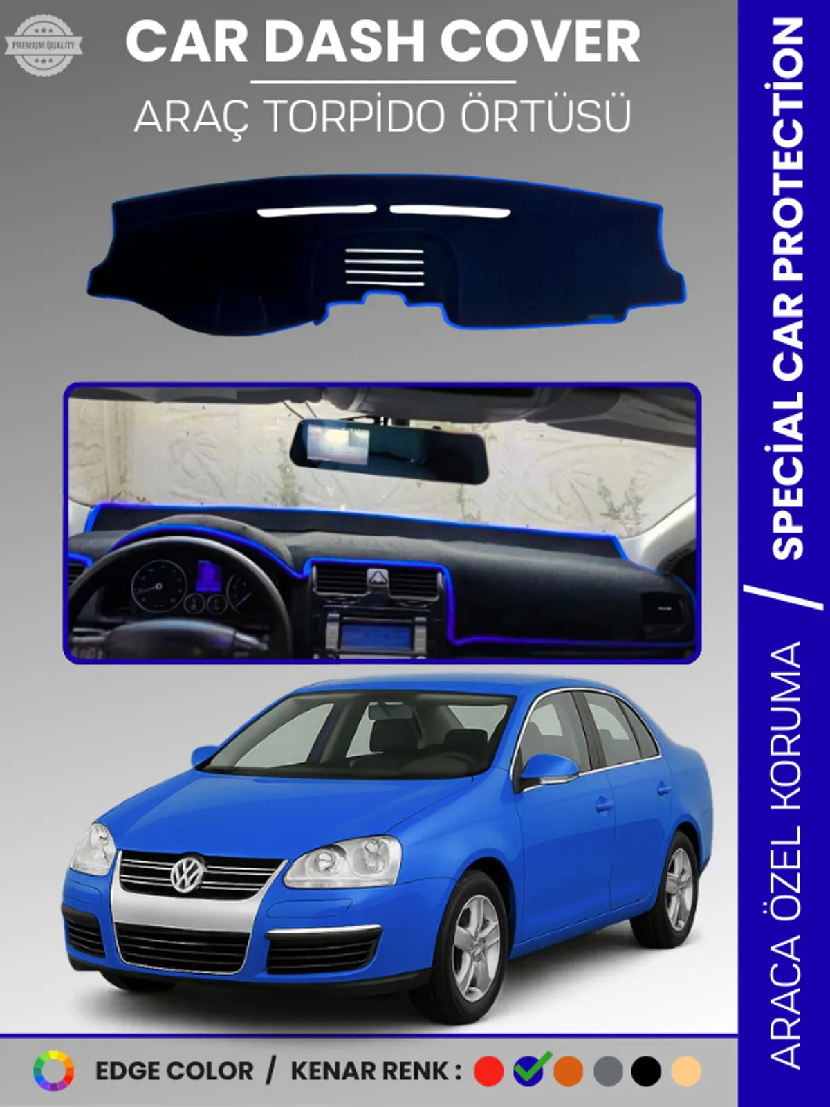VOLKSWAGEN JETTA (2007-2011) Uyumlu Torpido Örtüsü Araca Özel Ön Göğüs Koruma