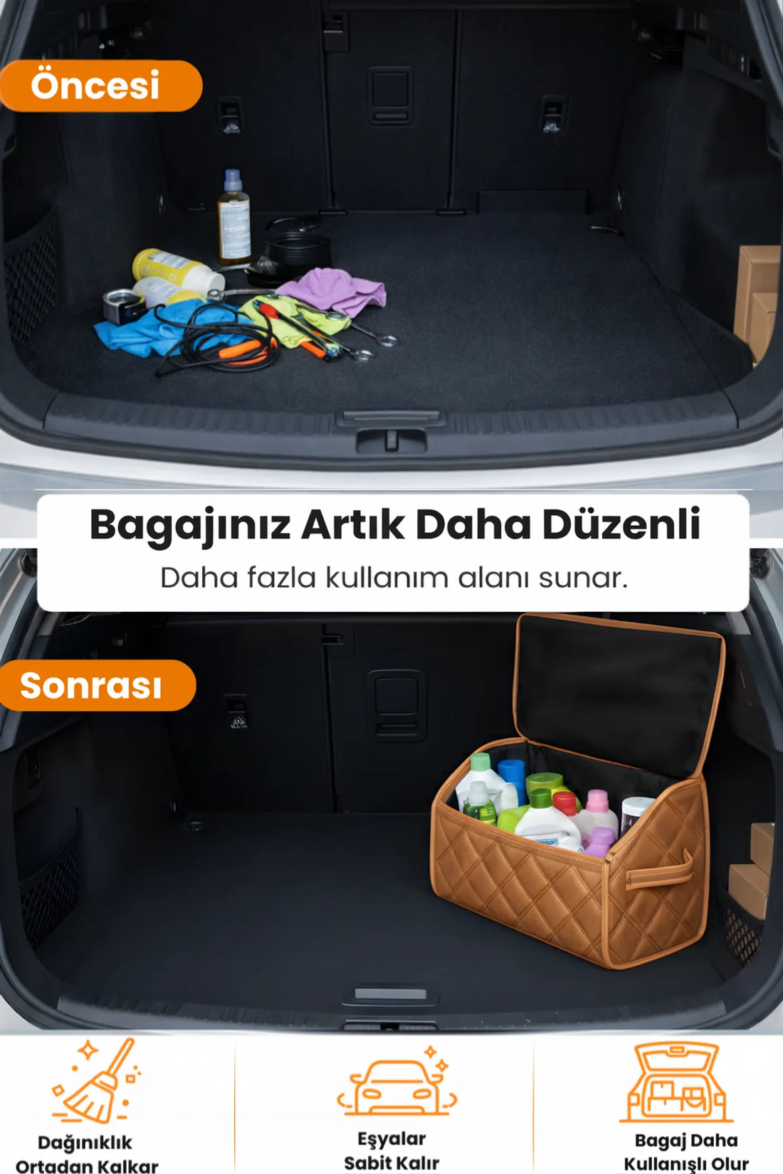 Oto Bagaj Çantası Lüks Tay Tüyü Su Geçirmez Kaymaz Katlanır Düzenleyici