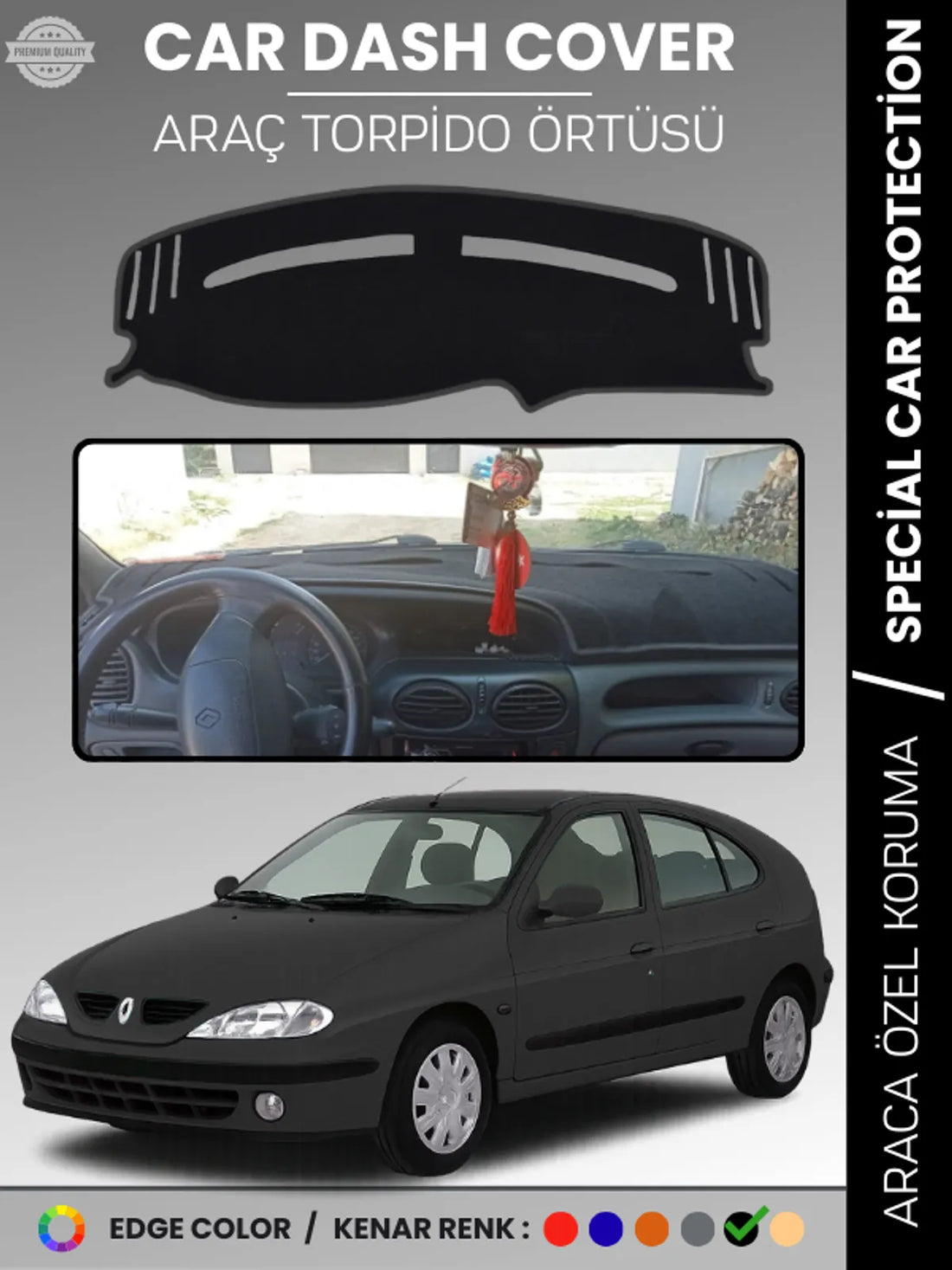 RENAULT MEGANE 1 (1999-2003) Uyumlu Torpido Örtüsü Araca Özel Ön Göğüs Koruma