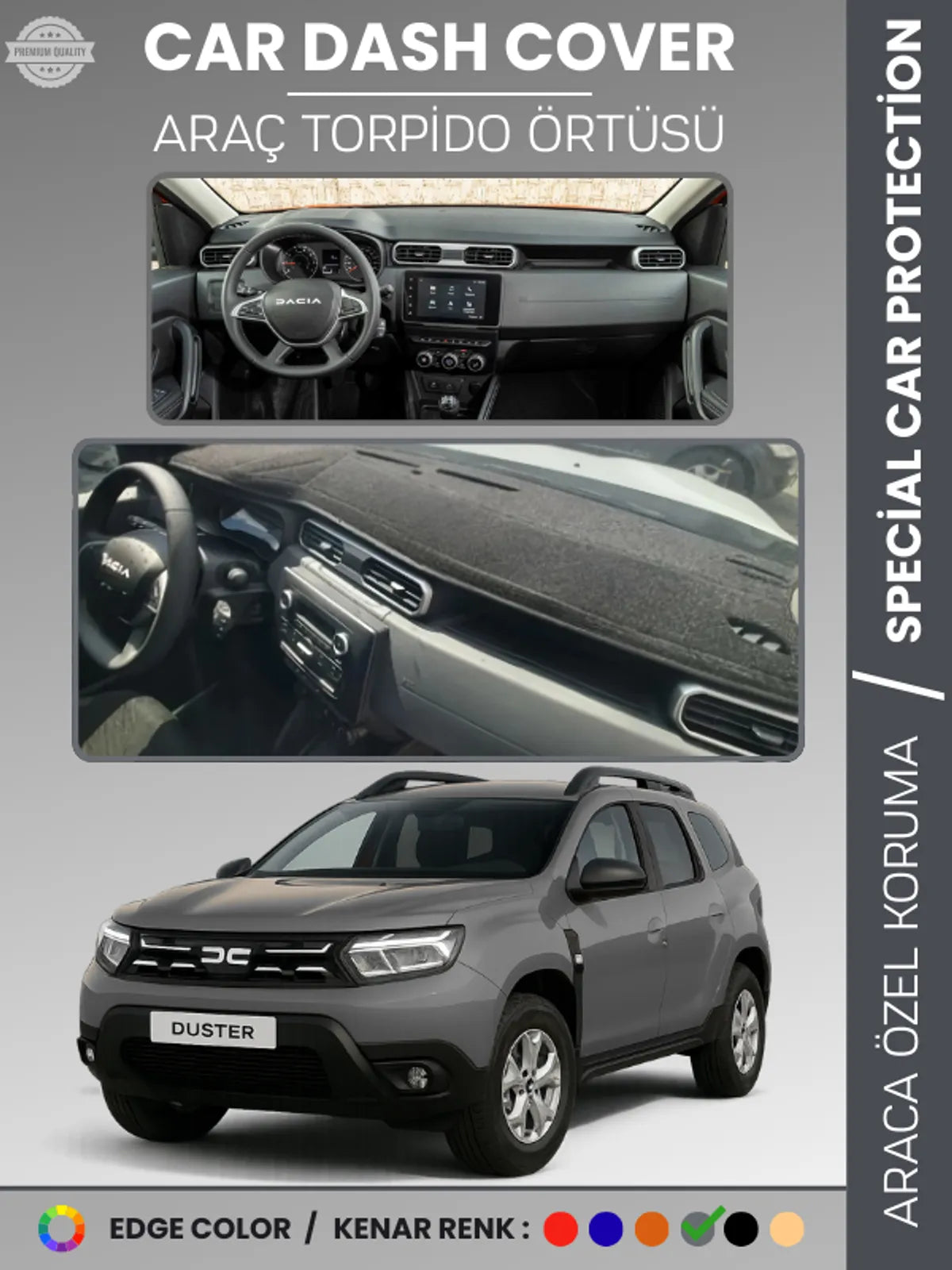 DACIA DUSTER (2023+) Uyumlu Torpido Örtüsü Araca Özel Ön Göğüs Koruma