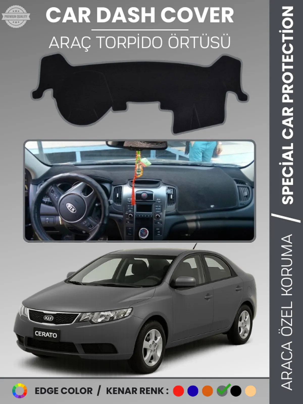 KİA CERATO (2008-2012) Uyumlu Torpido Örtüsü Araca Özel Ön Göğüs Koruma