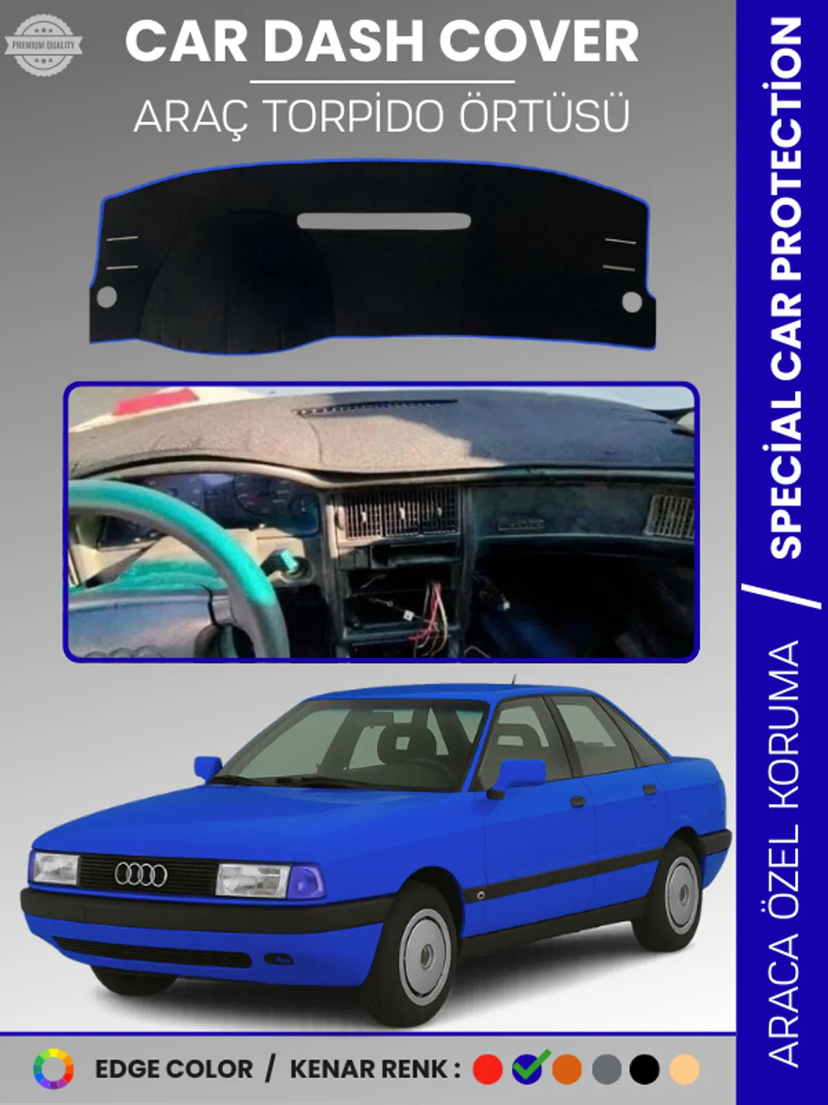 AUDİ 80 (1986-1996) Uyumlu Torpido Örtüsü Araca Özel Ön Göğüs Koruma