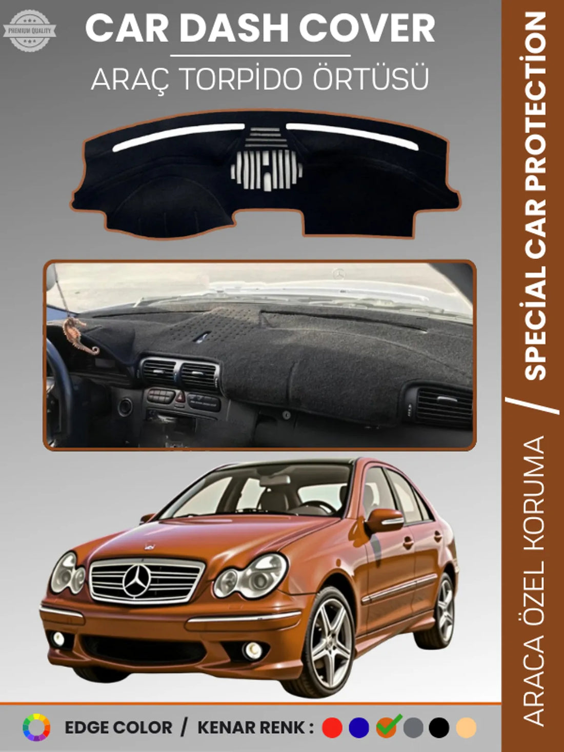 MERCEDES C CLASS W203 (2000-2007) Uyumlu Torpido Örtüsü Araca Özel Ön Göğüs Koruma