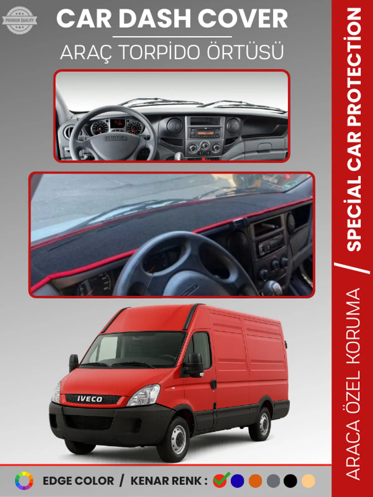 IVECO DAILY (2011-2014) Uyumlu Torpido Örtüsü Araca Özel Ön Göğüs Koruma
