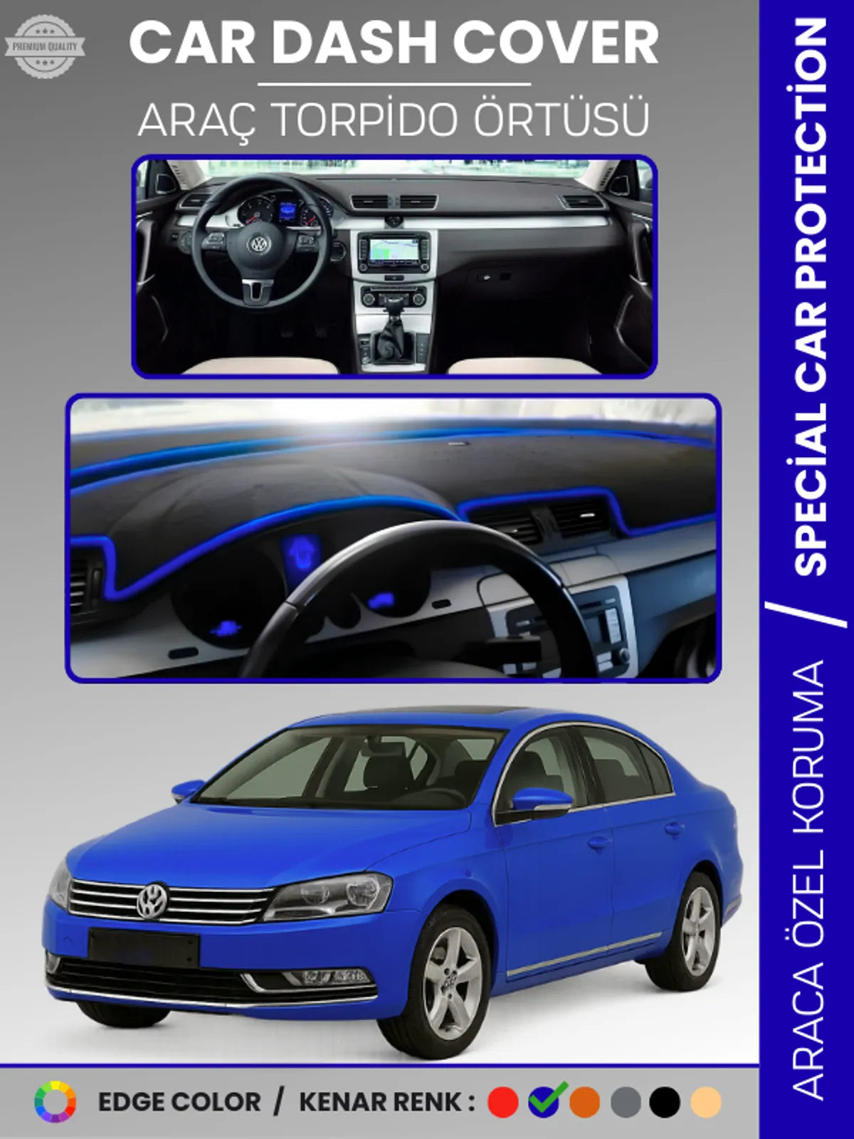 VOLKSWAGEN PASSAT B7 (2010-2015) Uyumlu Torpido Örtüsü Araca Özel Ön Göğüs Koruma