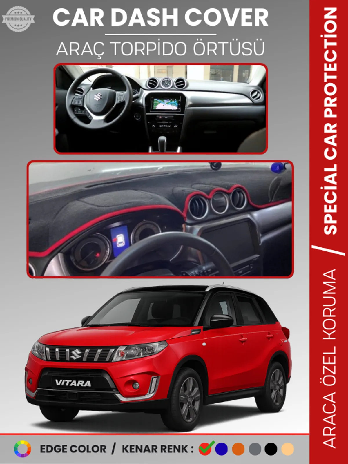 SUZUKİ GRAND VİTARA (2014-2021) Uyumlu Torpido Örtüsü Araca Özel Ön Göğüs Koruma