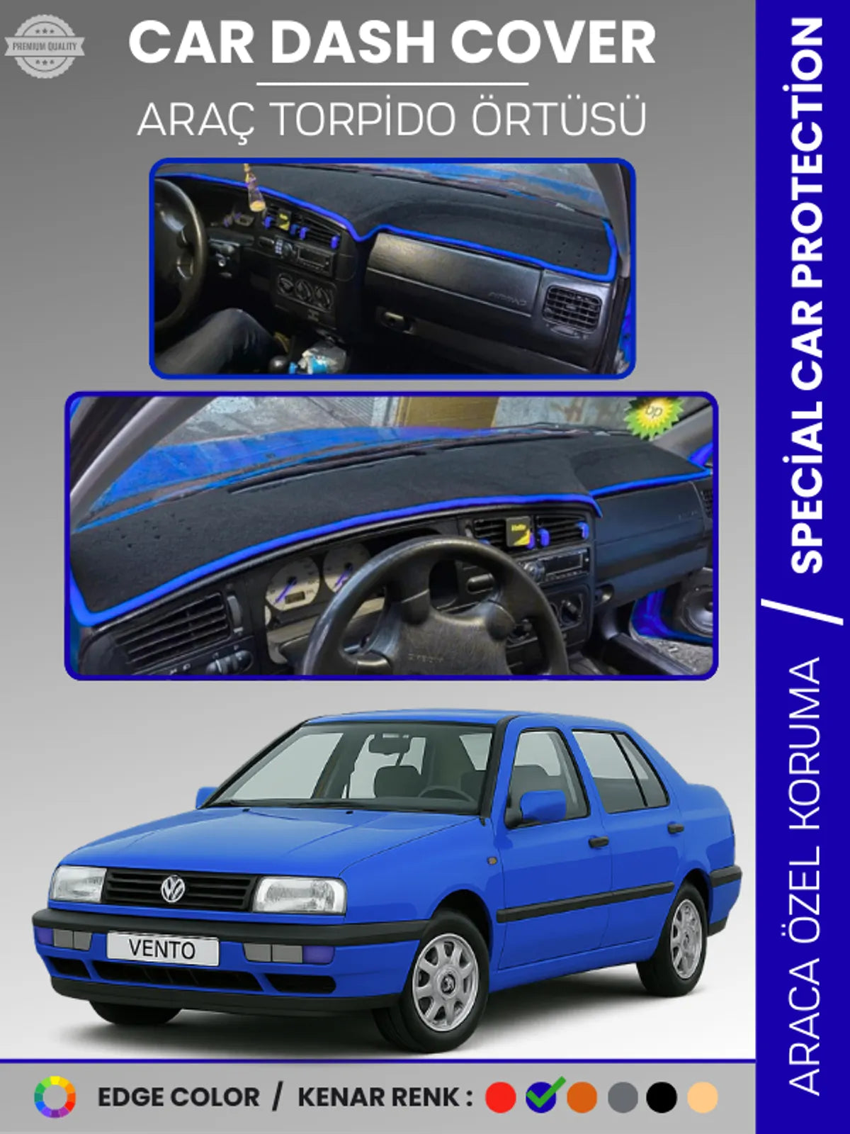 VOLKSWAGEN VENTO (1992-1998) Uyumlu Torpido Örtüsü Araca Özel Ön Göğüs Koruma