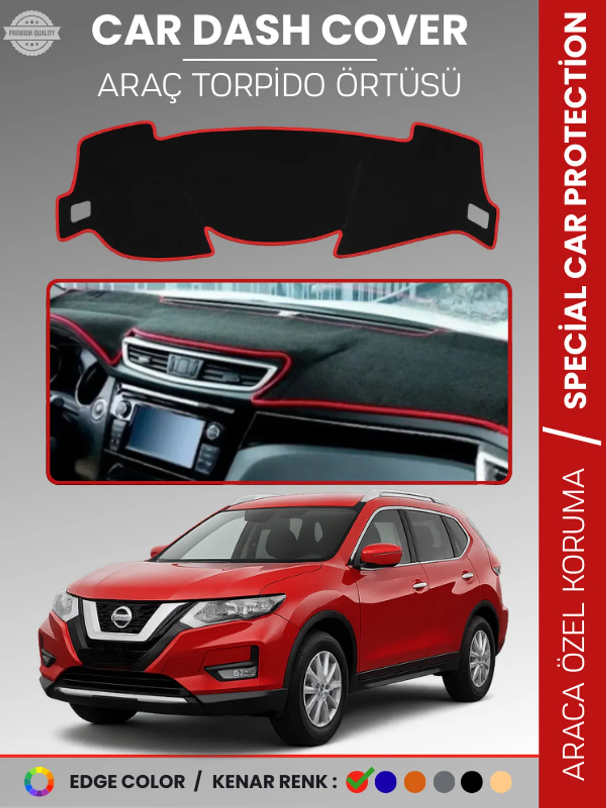 NISSAN X-TRAIL T32 (2014-2021) Uyumlu Torpido Örtüsü Araca Özel Ön Göğüs Koruma