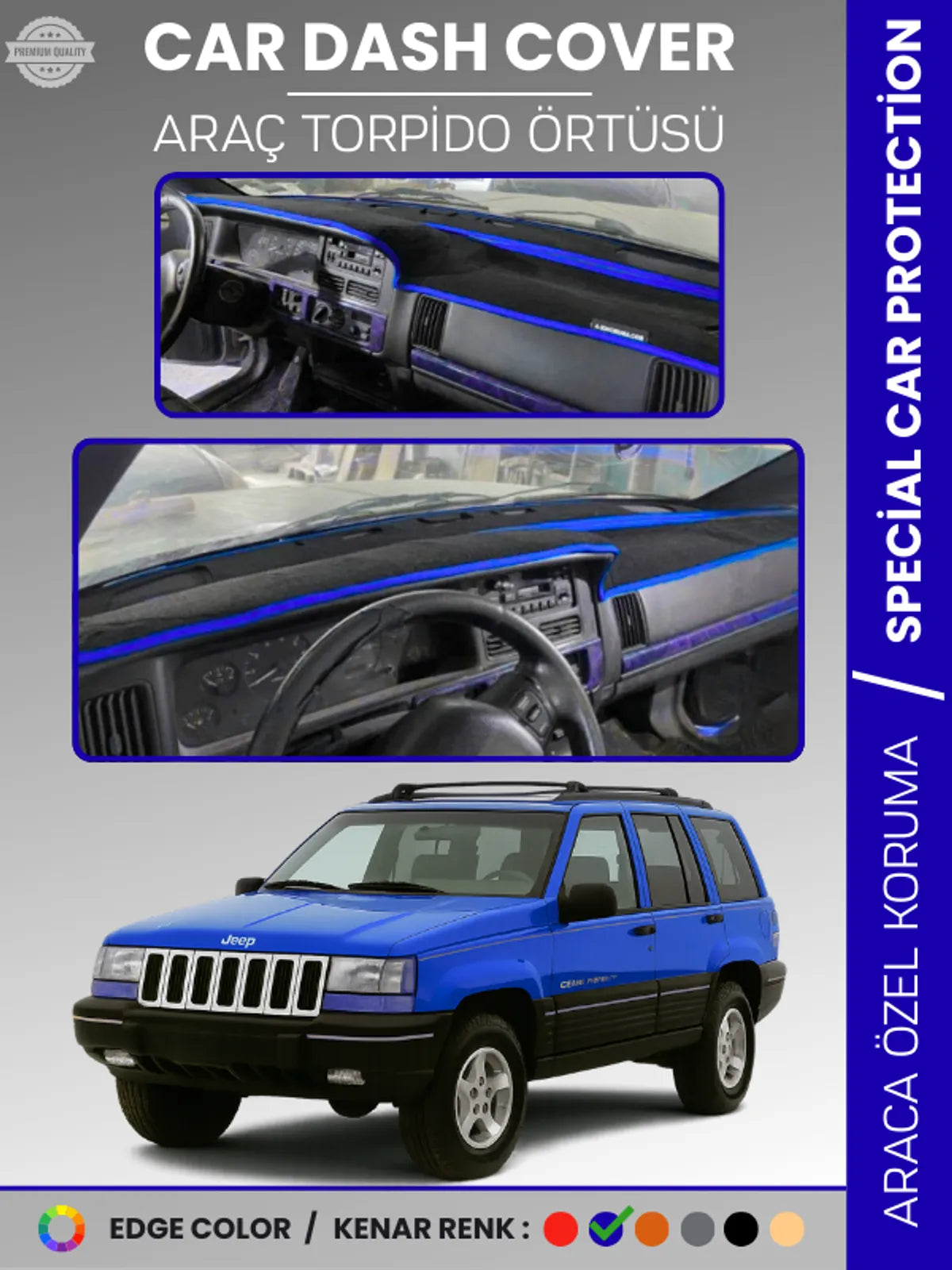 JEEP GRAND CHEROKEE (1993-1998) Uyumlu Torpido Örtüsü Araca Özel Ön Göğüs Koruma