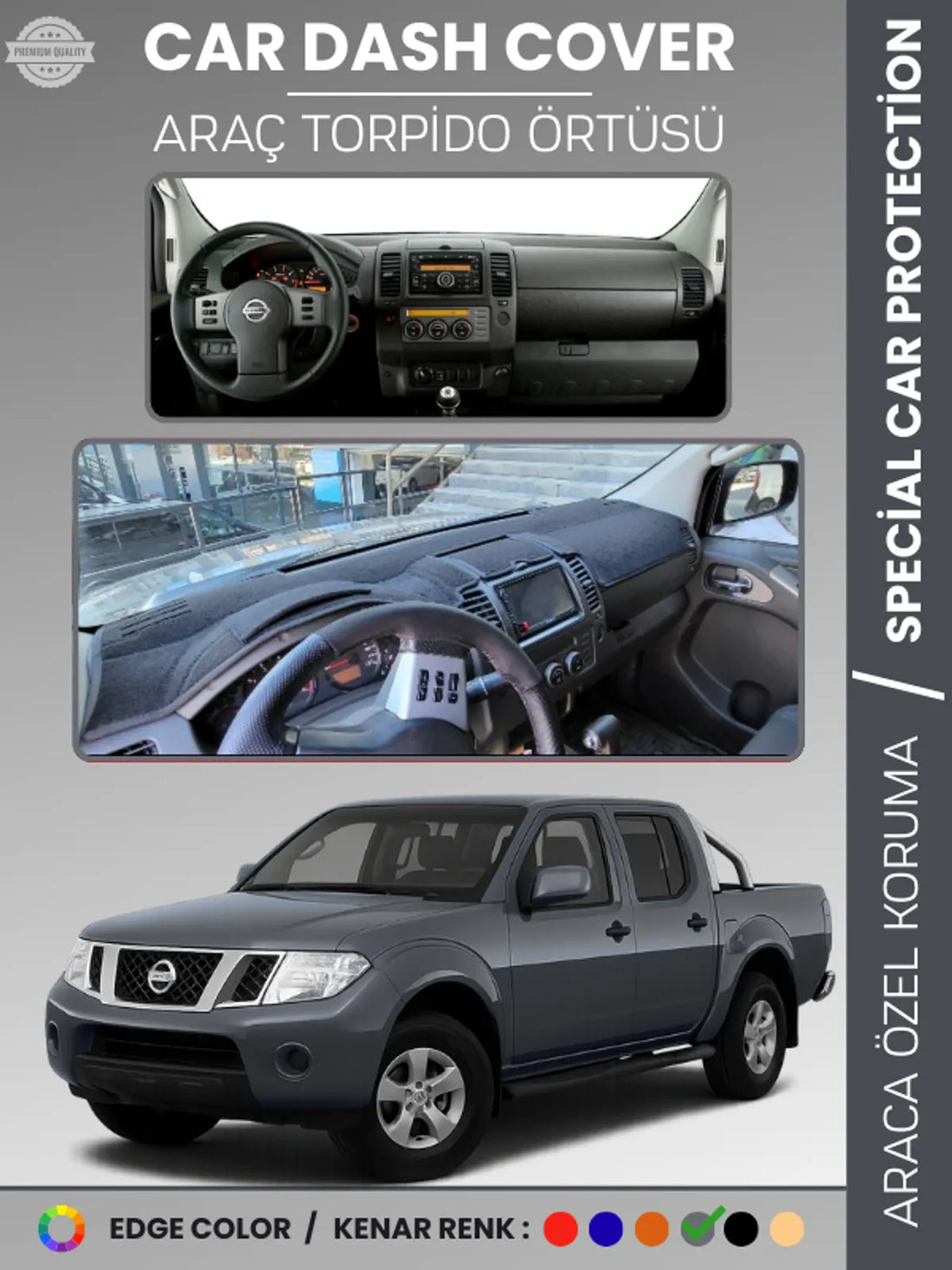 NISSAN NAVARA D40 (2005-2015) Uyumlu Torpido Örtüsü Araca Özel Ön Göğüs Koruma