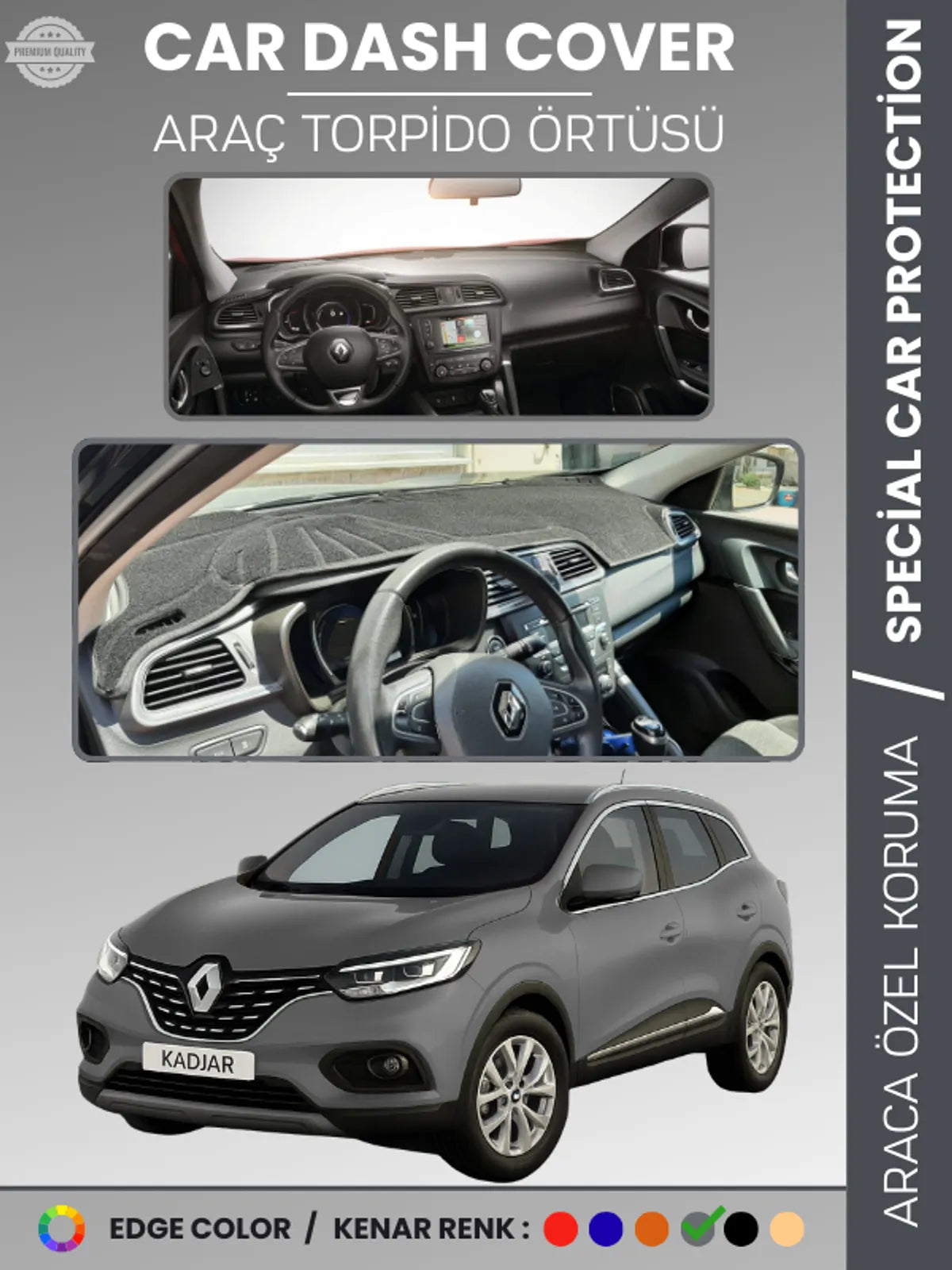 RENAULT KADJAR (2015-2022) Uyumlu Torpido Örtüsü Araca Özel Ön Göğüs Koruma