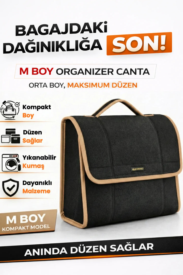 Oto Bagaj Çantası M Boy Kaymaz Cırt Bantlı Velur Kompakt Düzenleyici
