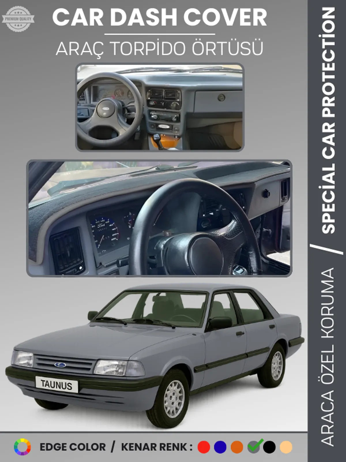 FORD TAUNNUS (1986-1994) Uyumlu Torpido Örtüsü Araca Özel Ön Göğüs Koruma