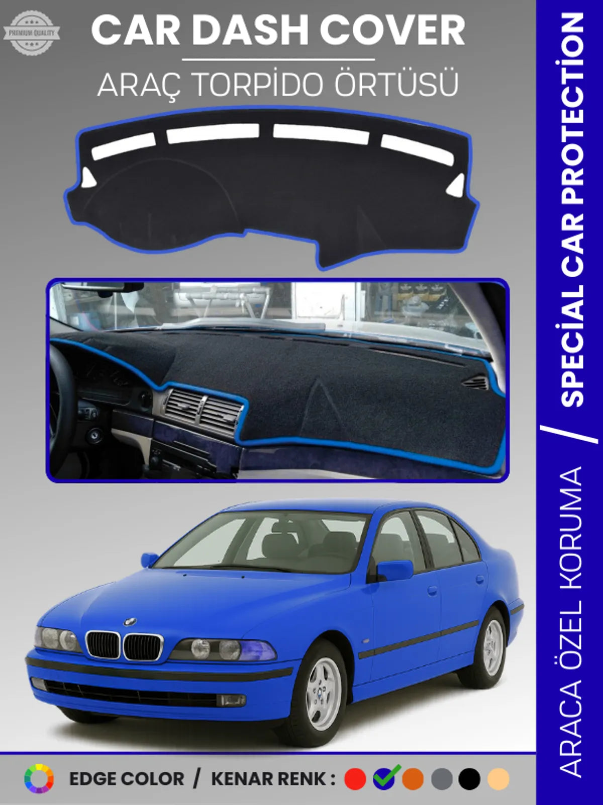 Bmw E39 (2006-2010) Uyumlu Torpido Örtüsü Araca Özel Ön Göğüs Koruma